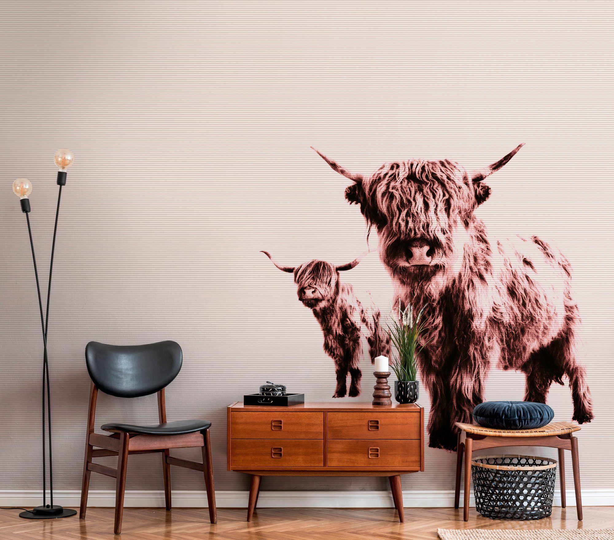 living walls Fototapete ARTist Vlies, St), 4 Cows, Schräge Highland (Set, Wand