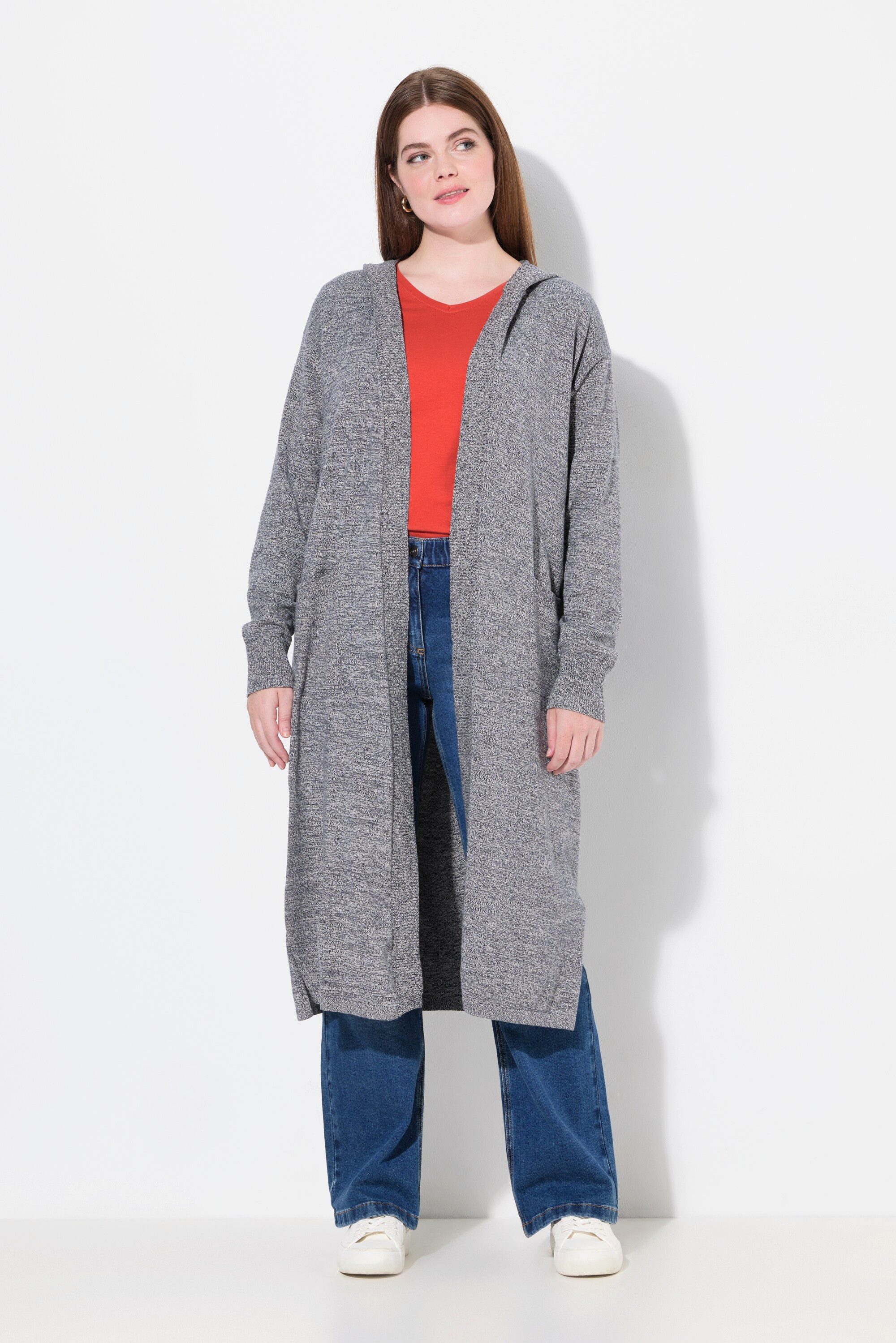 Ulla Popken Strickjacke Long-Strickjacke Kapuze Taschen günstig online kaufen