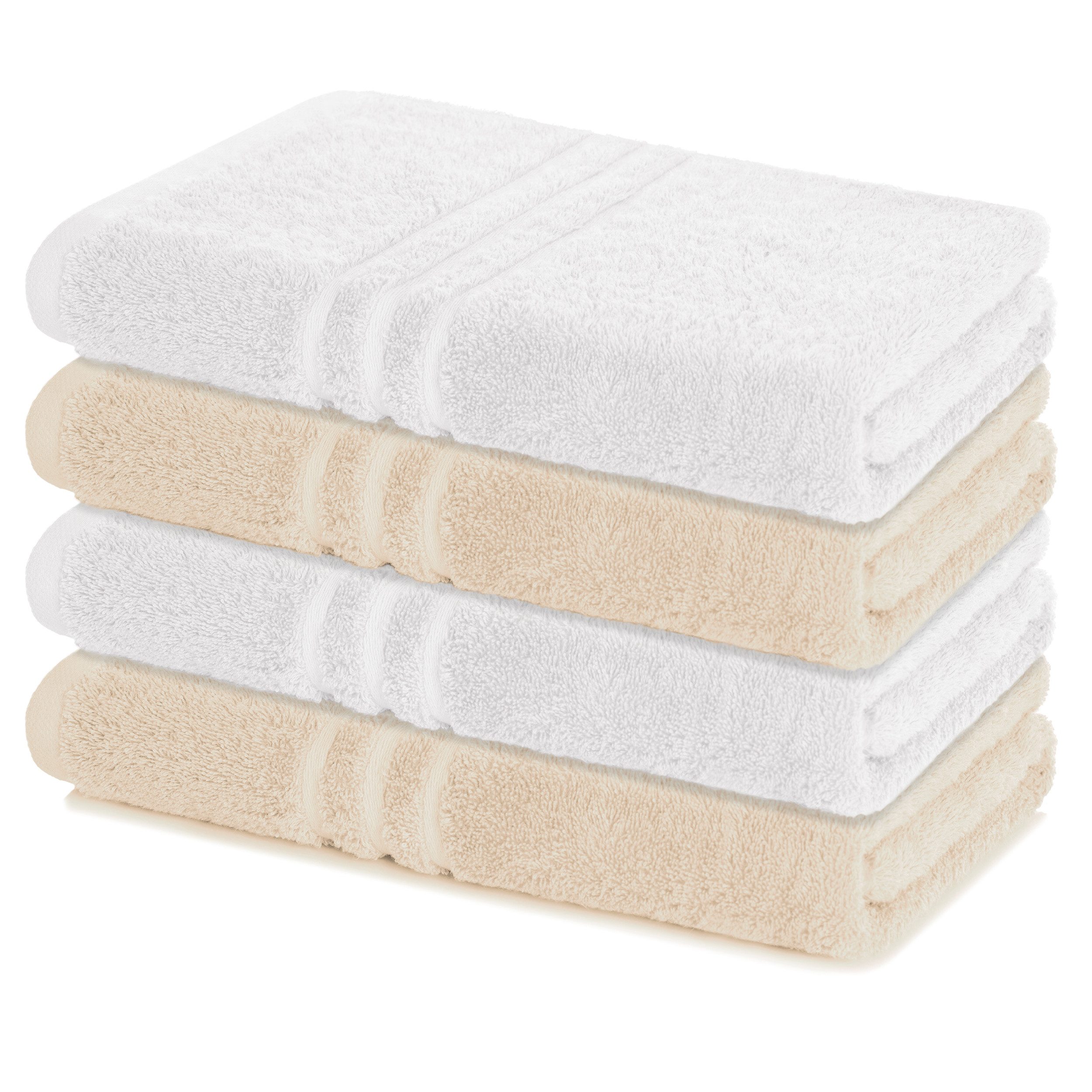 Lavea Duschtücher 4er Set Duschtuch 70 x 140 cm, Elena Frottee Handtücher, (Set, 4-St), Dusch-Handtuch, 500 g/m² Frottier, weich & saugstark, pflegeleicht