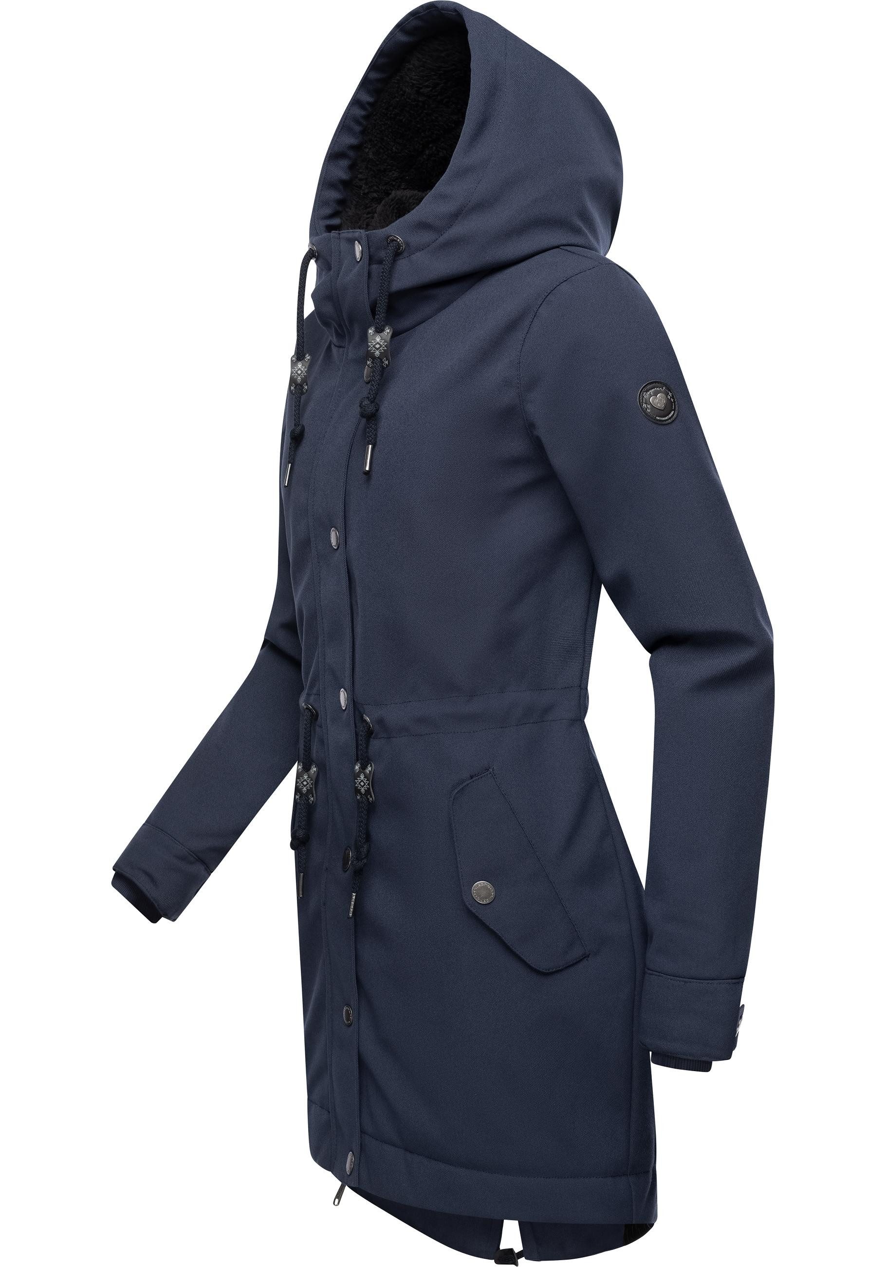 Ragwear Kurzmantel Canny Canvas Wasserdichter Damen Wintermantel mit Kapuze