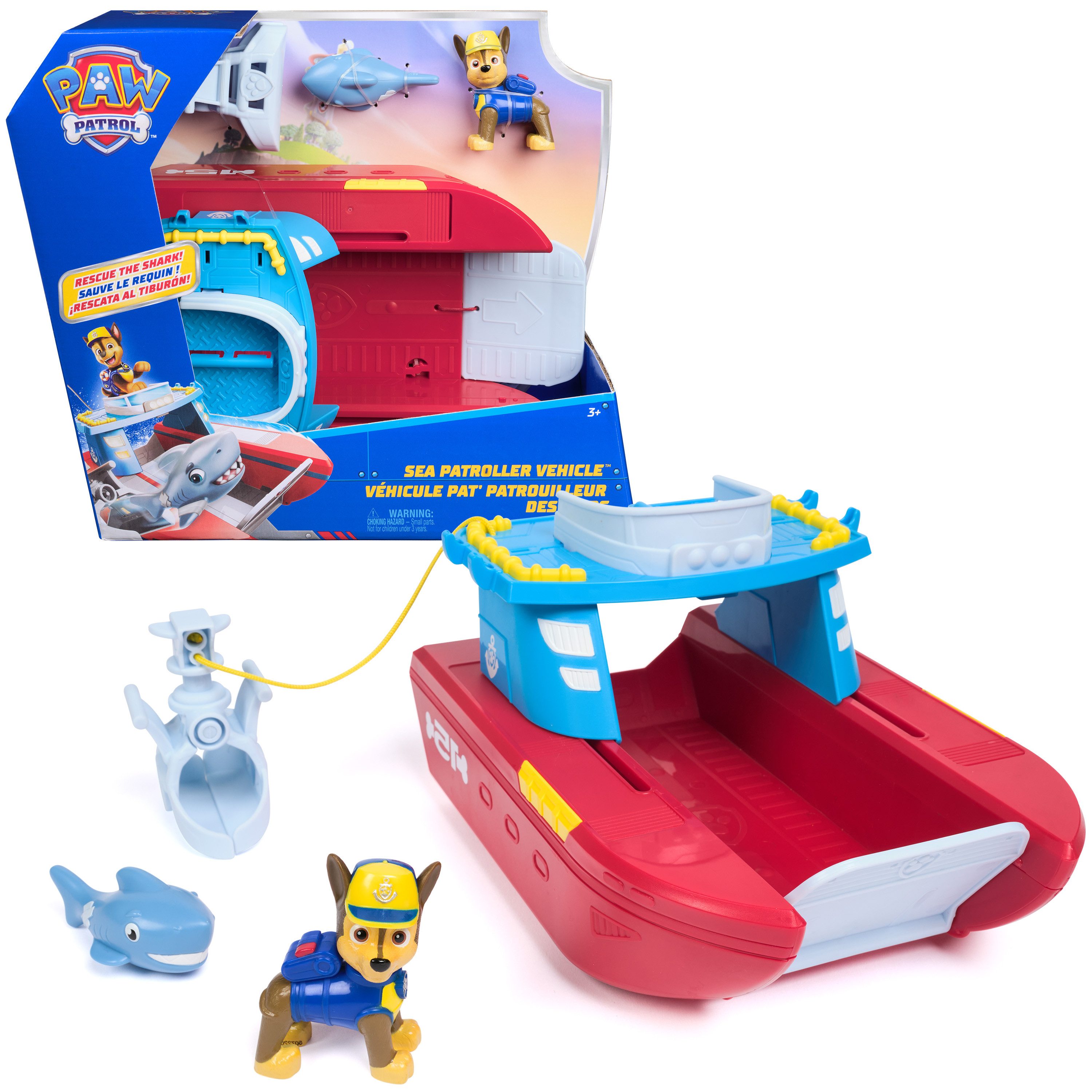 Spin Master Spielwelt PAW Patrol - Sea Patroller Rettungsboot mit Chase Figur und Hai