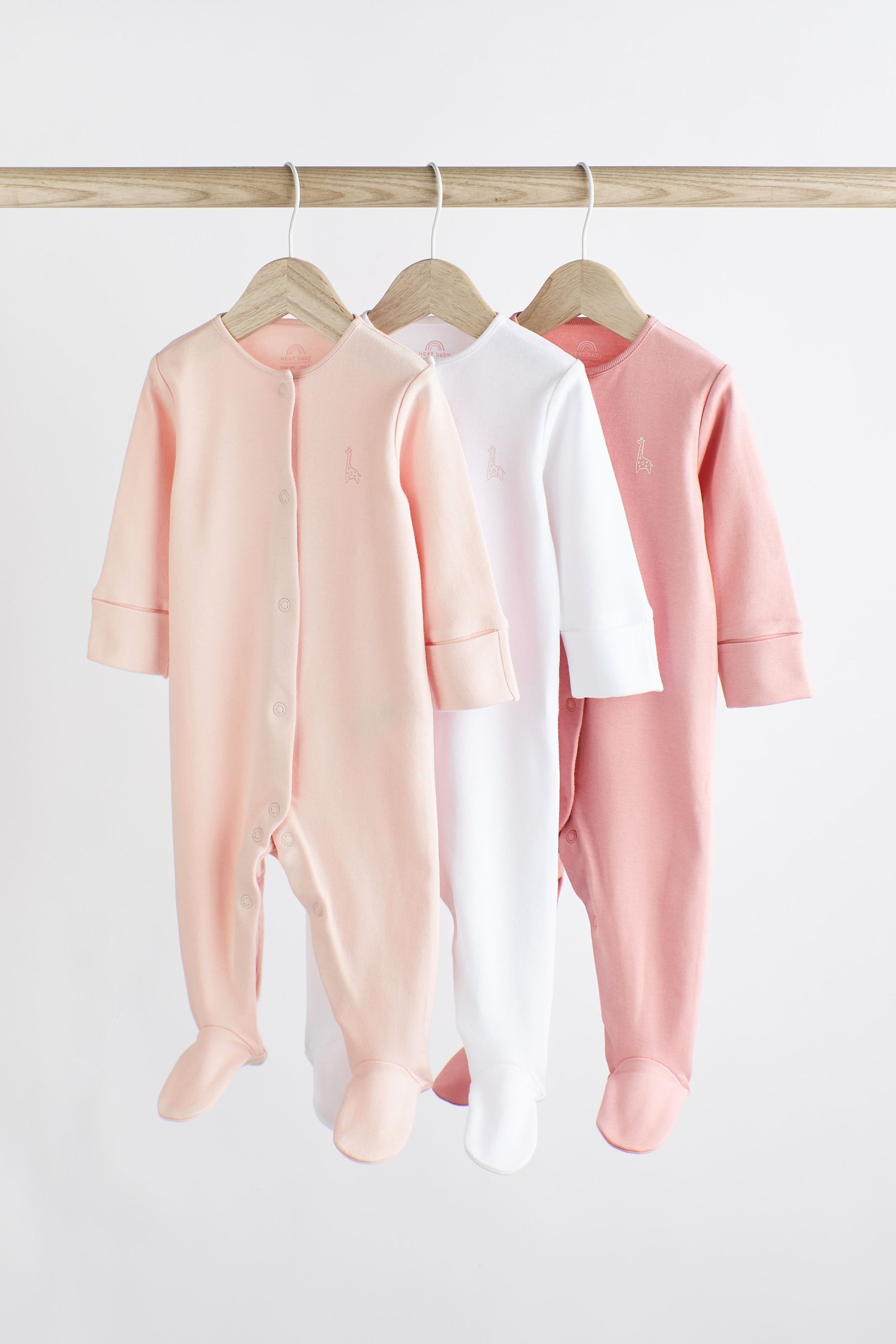 Next Schlafoverall Babyschlafanzüge aus Baumwolle im 3er-Pack (3-tlg)