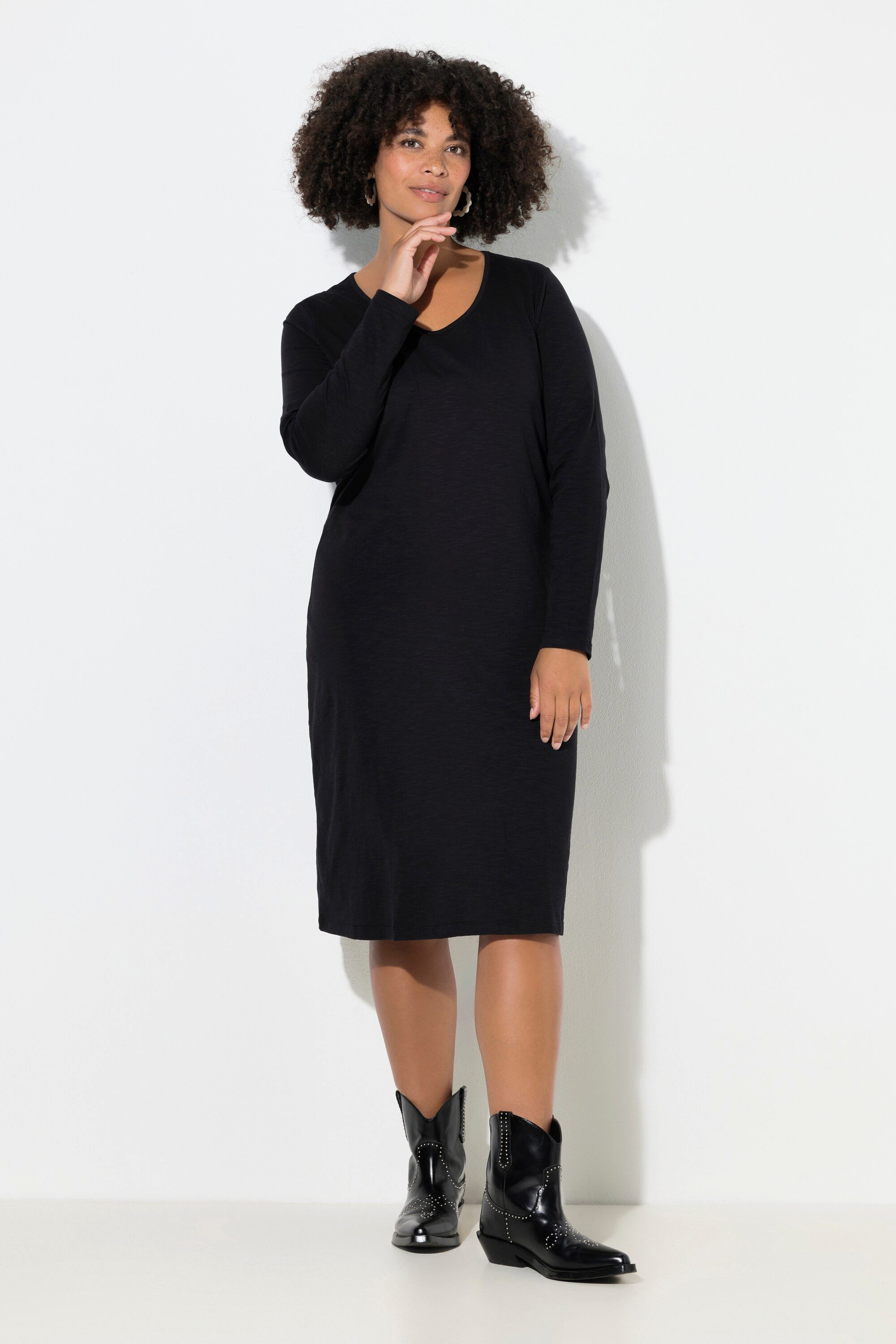 Angel of Style Midikleid Jerseykleid körpernahe A-Linie Langarm