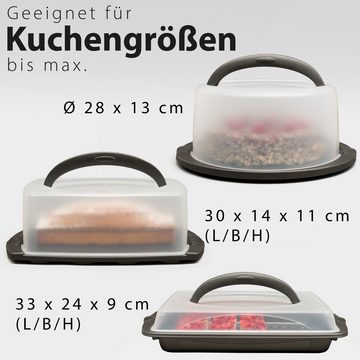 Hausfelder Kuchentransportbox Kuchenboxen Set, Kunststoff, (Set, 6-tlg., 3 verschiedene Boxen), Transportboxen mit Deckel