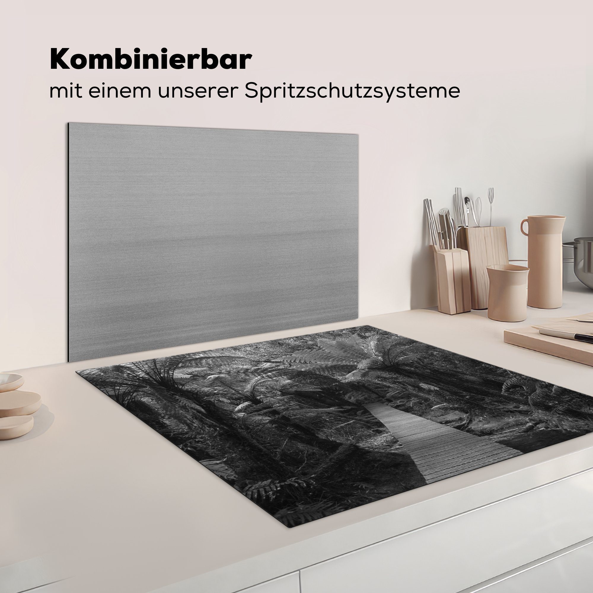 Herdblende-/Abdeckplatte MuchoWow - Neuseeland Pfad 78x78 Vinyl, Ceranfeldabdeckung, - tlg), Dschungel, küche (1 Arbeitsplatte cm, für