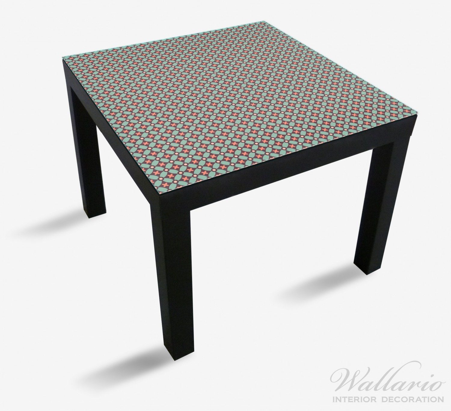 Vierecken, (1 Kreisen Tisch braun mit rot, Wallario und geeignet Muster und St), Ikea Lack Kreuzen, in grün für Tischplatte