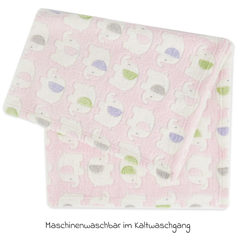 Baumwolldecke Kuscheldecke Fillikid, Babydecke 75x100 cm Grau Weiß, - Babydecke Elefanten