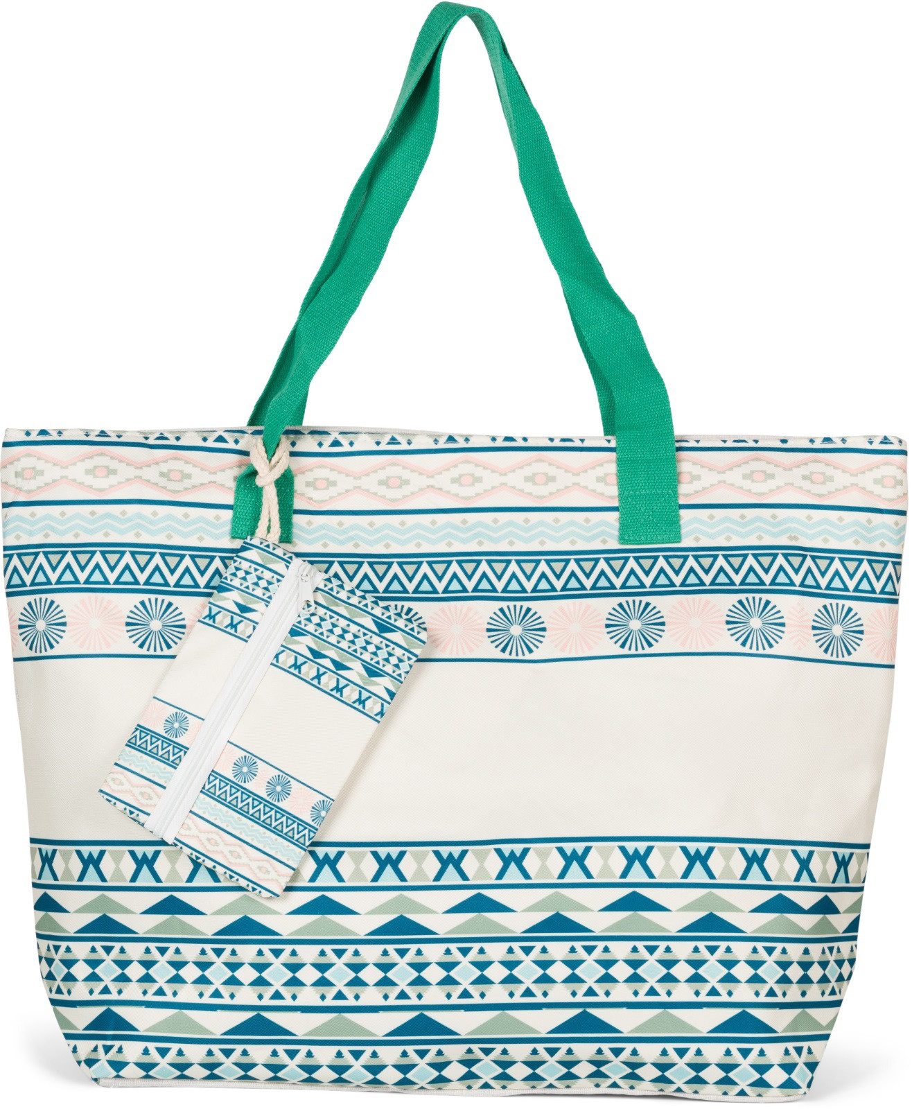 StyleBREAKER Strandtasche 56x38x17cm - Boho Shopper Mit Metallic Punkte Print