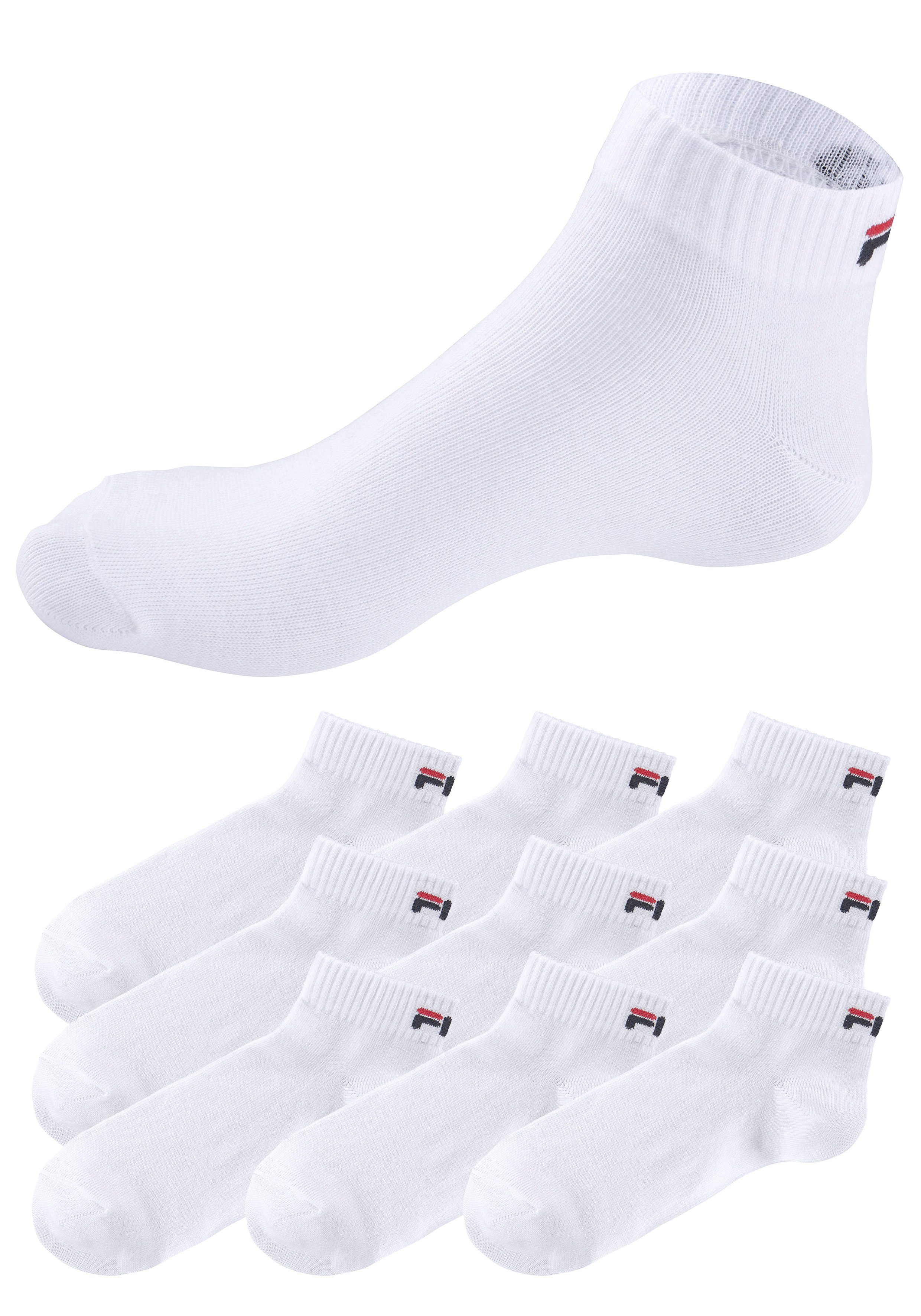 Logo mit weiß Kurzsocken klassischem (9-Paar) 9x Fila