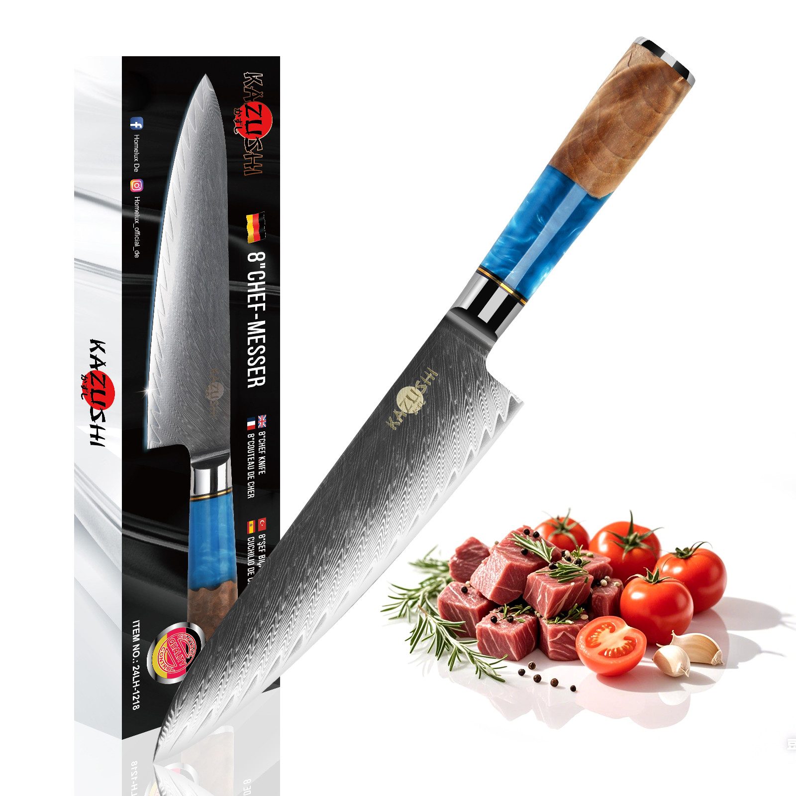 KAZUSHI Kochmesser Professionelles Santoku-Messer/Universalmesser, Superscharfes, Versatile Kochmesser, Fleisch / Gemüse / Obst usw