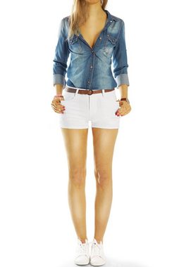 be styled Jeansshorts weiße Damen Jeansshorts stretchig und destroyed, ripped Sommerhosen j5p