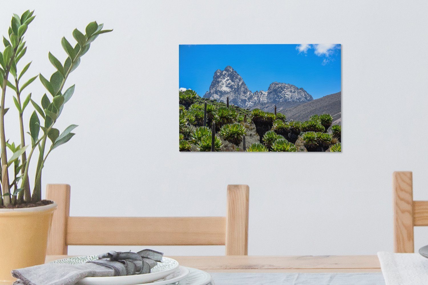 Landschaft am Leinwandbild Mount St), Wanddeko, Afrikanische Leinwandbilder, Kenia (1 Wandbild mit cm Aufhängefertig, Himmel, blauem OneMillionCanvasses® 30x20