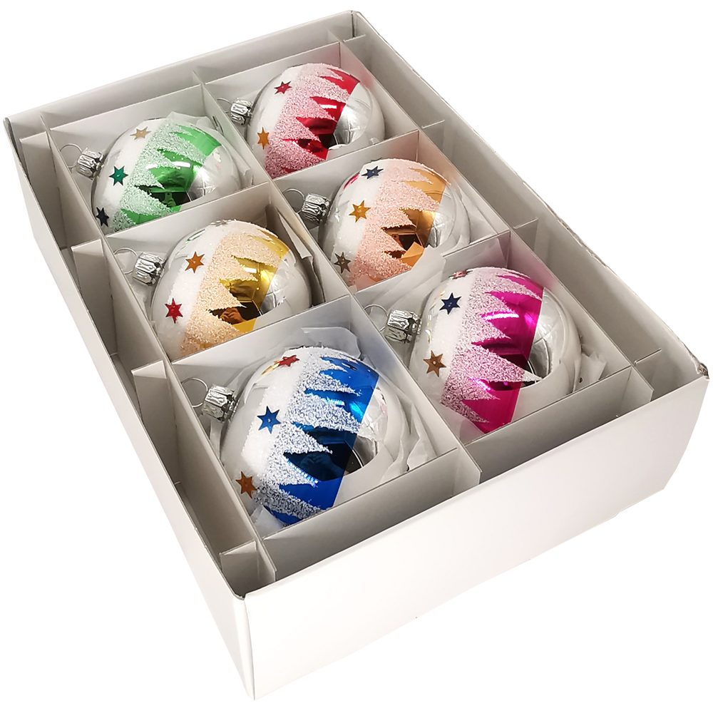 Schatzhauser Weihnachtsbaumkugel Nostalgie Weihnachtskugel-Set Sternenhimmel Ø6cm (6 St), mundgeblasen, handbemalt