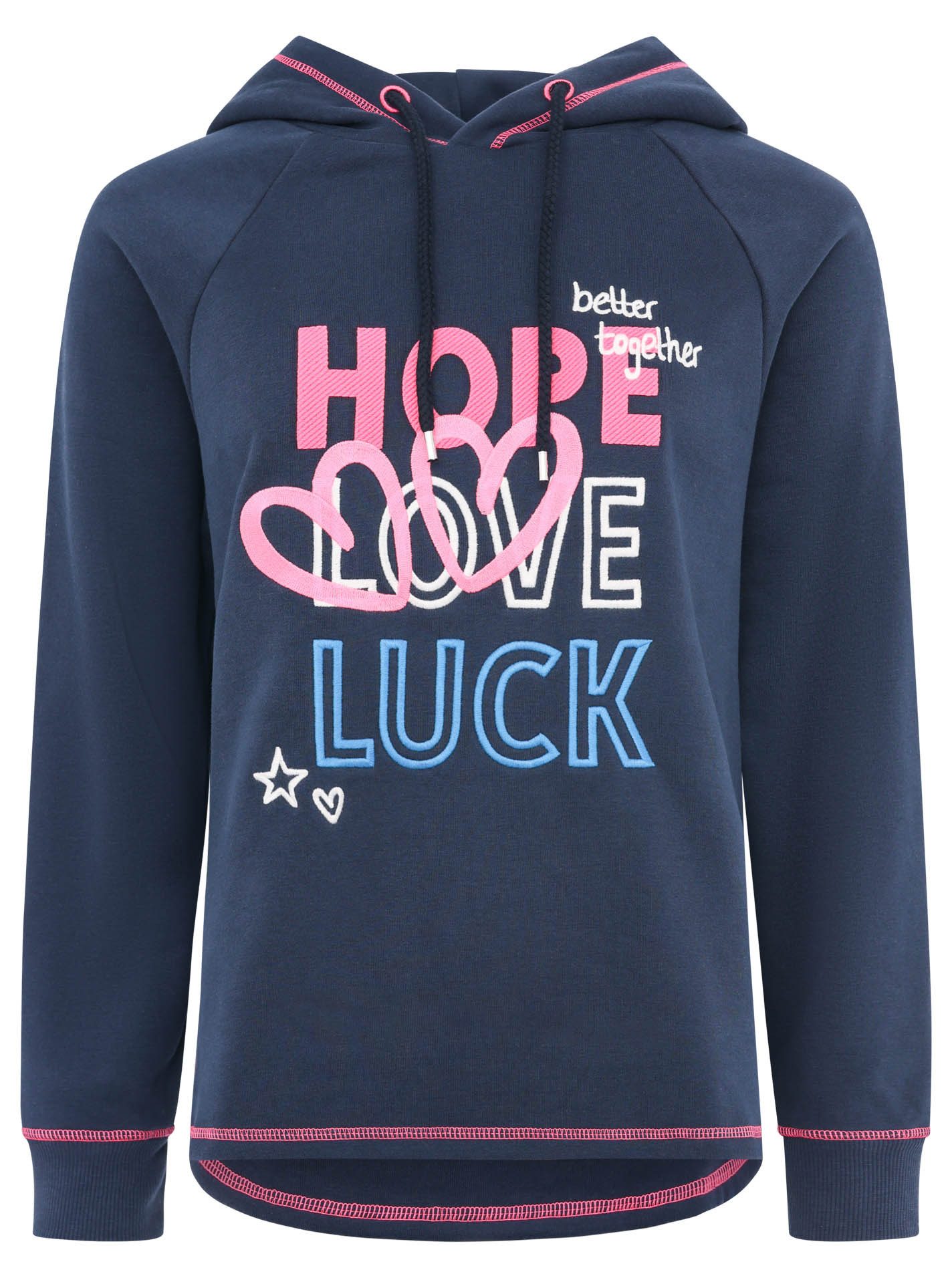 Zwillingsherz Hoodie Sweatshirt "Hope Love Luck" günstig online kaufen