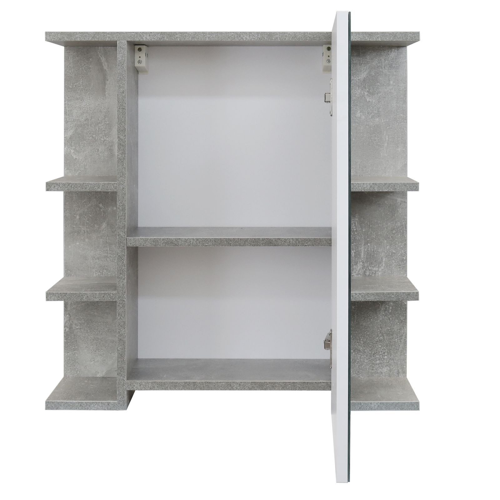 Stabilo Sanitär Hängeschrank Eintüriger Spiegelschrank in Marmor Optik mit 6 Seitenflächen (1-St) Spiegelschrank mit 6 Seitenflächen – Bild 4 von 5