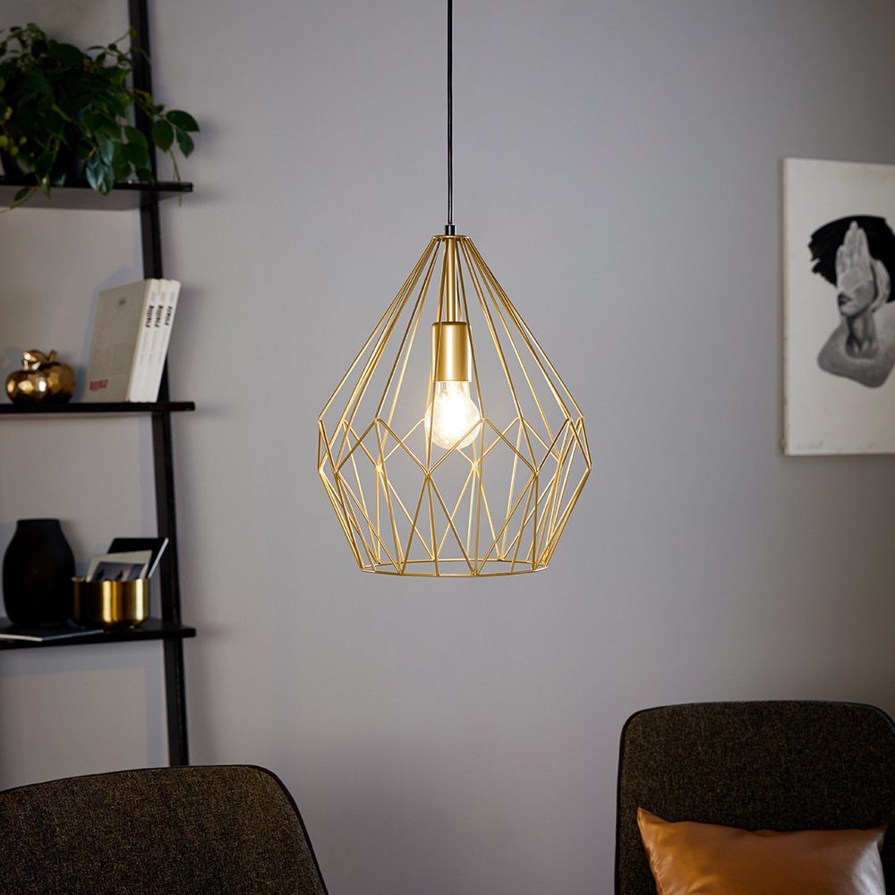 EGLO Pendelleuchte CARLTON, ohne Leuchtmittel, Vintage Pendellampe, 1 flammig, Drahtgeflecht, Industrial, 110x31cm