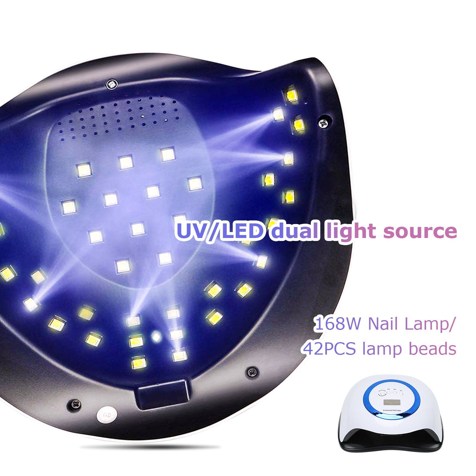 Gimisgu Nagellacktrockner Lampe LED 4 UV Timer Nail Nageltrockner Lampe 168W mit Nagel