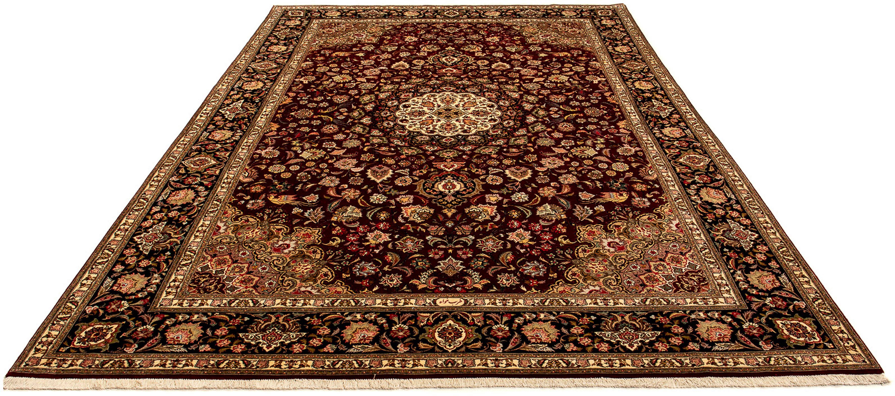 Orientteppich Perser - Täbriz - Royal - 364 x 247 cm - dunkelrot, morgenland, rechteckig, Höhe: 7 mm, Wohnzimmer, Handgeknüpft, Einzelstück mit Zertifikat | Kurzflor-Teppiche