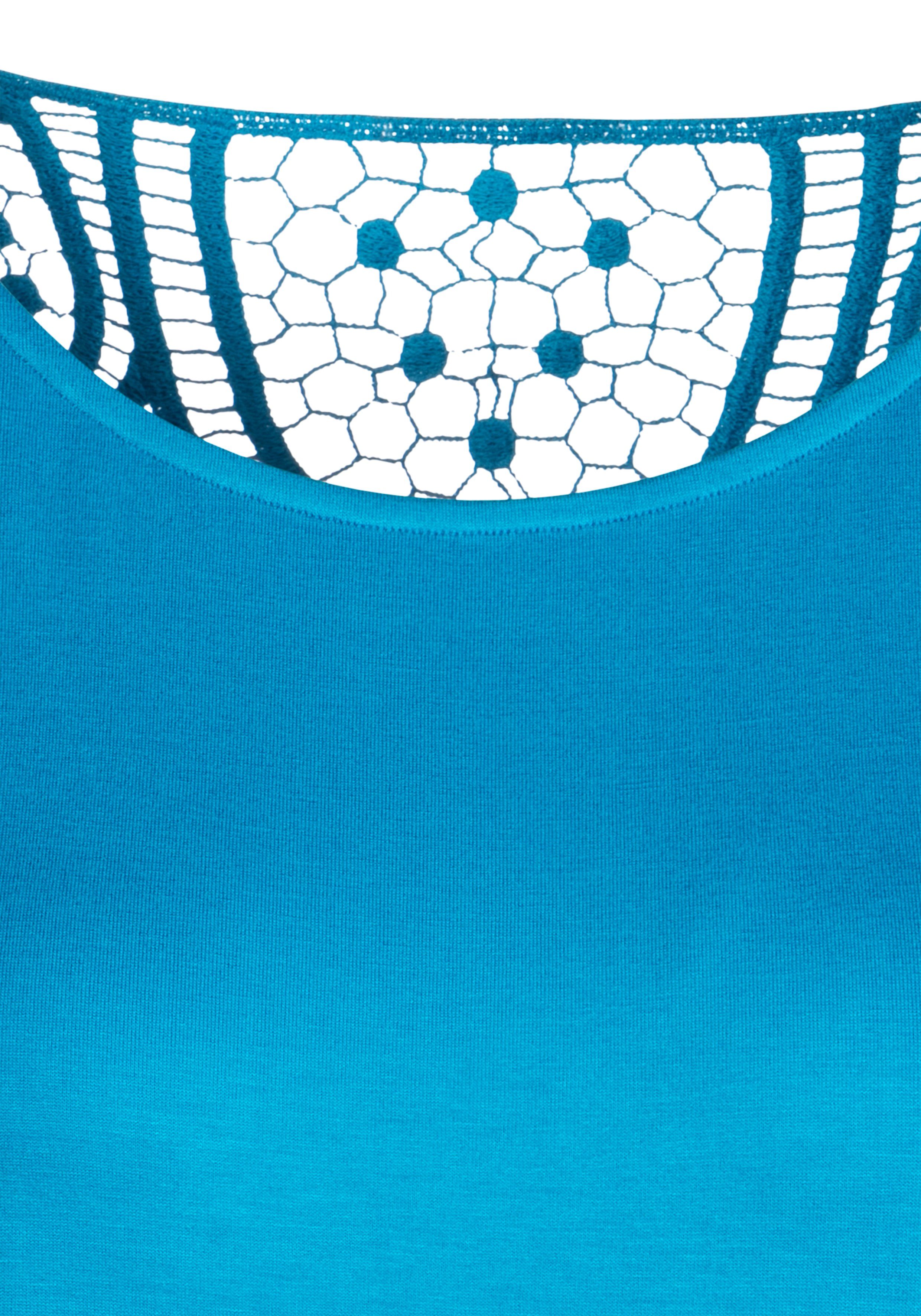 Vivance Kurzarmshirt mit Häkelspitze am Rücken aus weichem Viskose-Stretch