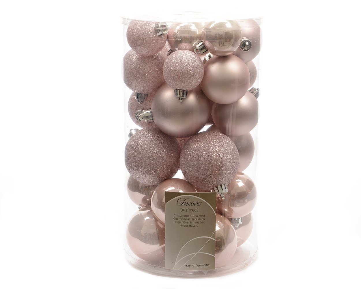 decorations rosa, 30er Kunststoff Christbaumschmuck, Weihnachtskugeln 4-6cm Decoris season Set Mix