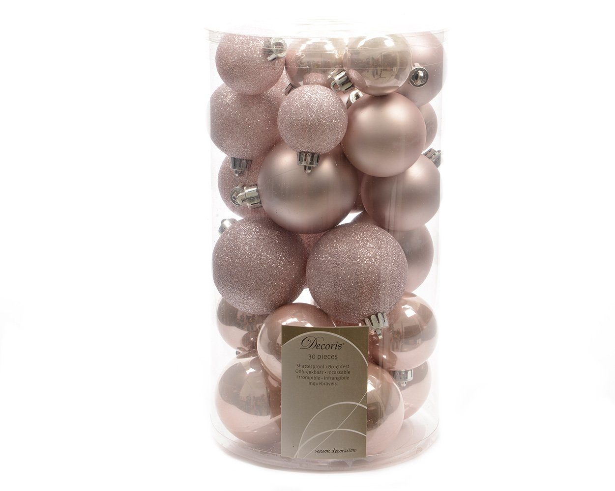 Decoris season decorations Christbaumschmuck, Weihnachtskugeln Kunststoff Mix 46cm rosa, 30er Set