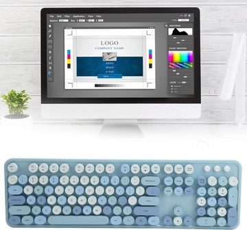 PUSOKEI Multimedia-Steuerung und ergonomischer Komfort Tastatur- und Maus-Set, Authentisches High-Key-Design und innovative Funktionen mit 2,4-GHz
