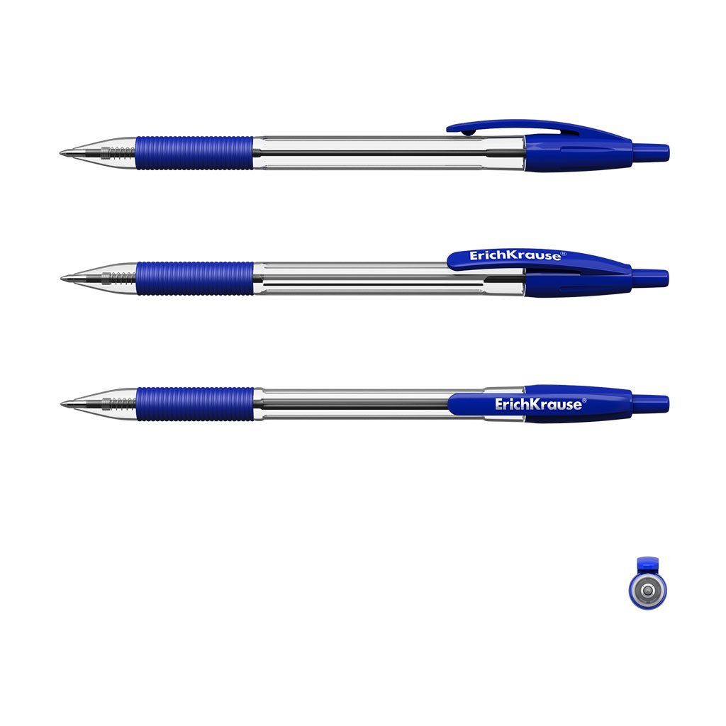 Erich Krause Druckkugelschreiber, Druckkugelschreiber R-301 Classic 0,5mm mit Gummigriff 50er Pack Blau