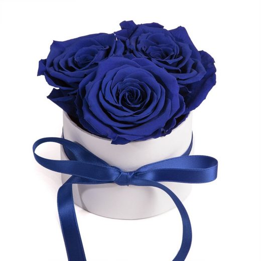 Kunstblume »Infinity Rosenbox weiß rund 3 echte Rosen konserviert haltbar 3 Jahre Geschenk für Frauen« Rose, ROSEMARIE SCHULZ Heidelberg, Höhe 10 cm, Valentinstag Geschenk für Sie Rose