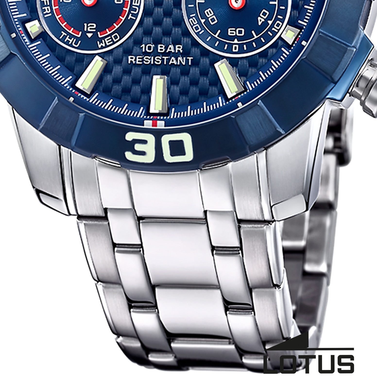 Lotus Chronograph Lotus Herrenuhr Edelstahl silber Lotus, (Chronograph), Herren Armbanduhr rund, groß (ca. 45mm), Edelstahl