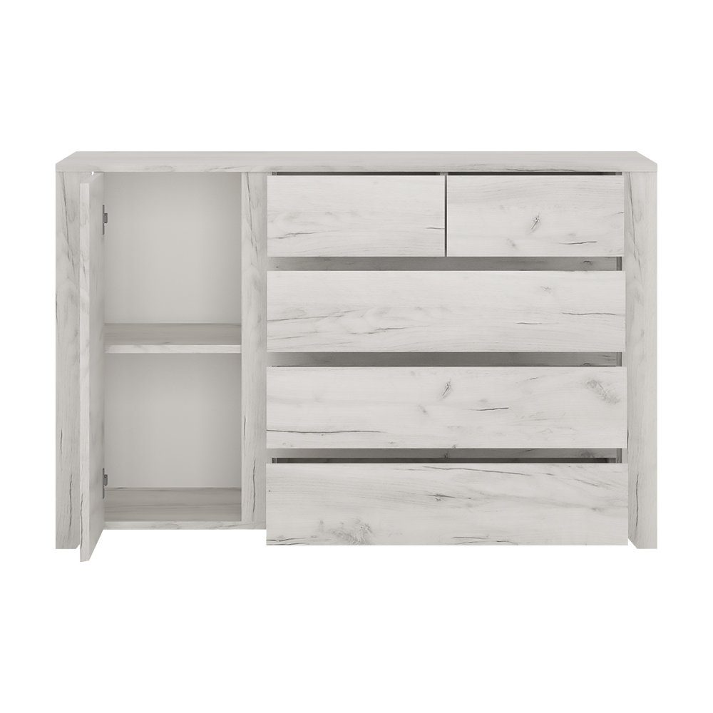 Lomadox Kommode AMANTEA-129, Kommode, Craft Eiche weiß, 119cm breit
