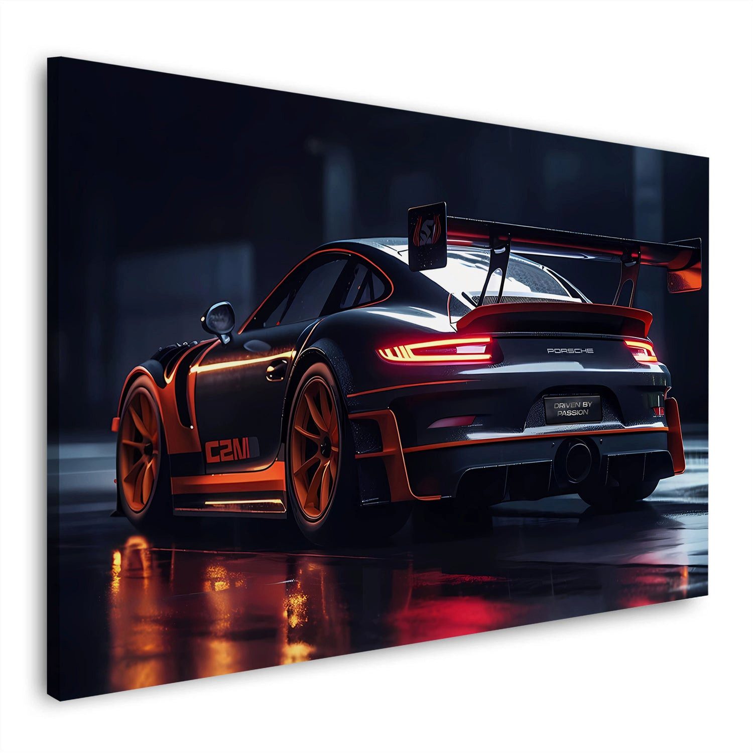 Artedinoi Leinwandbild Luxus Sportwagen Nachtlicht Wandbild Leinwandbild Kunstdruck XL Wandde, Luxus-Sportwagen bei Nacht
