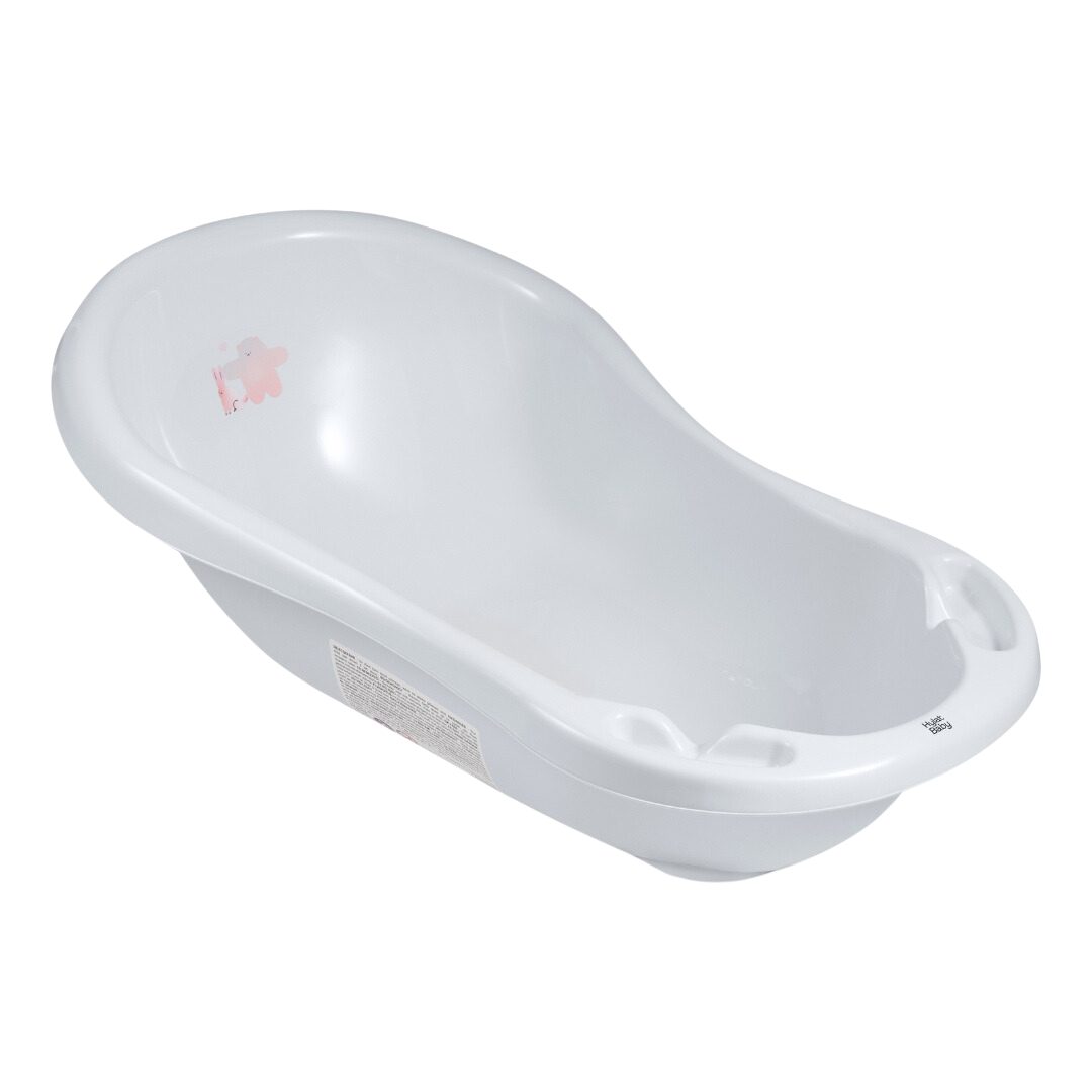 Hylat Baby Babybadewanne Baby Badewanne und WC Set – TÜV Rheinland zertifiziert – Friends, Lite, (1-teilig, 1-tlg), Babybadewanne klein 86 cm mit Abfluss Grau