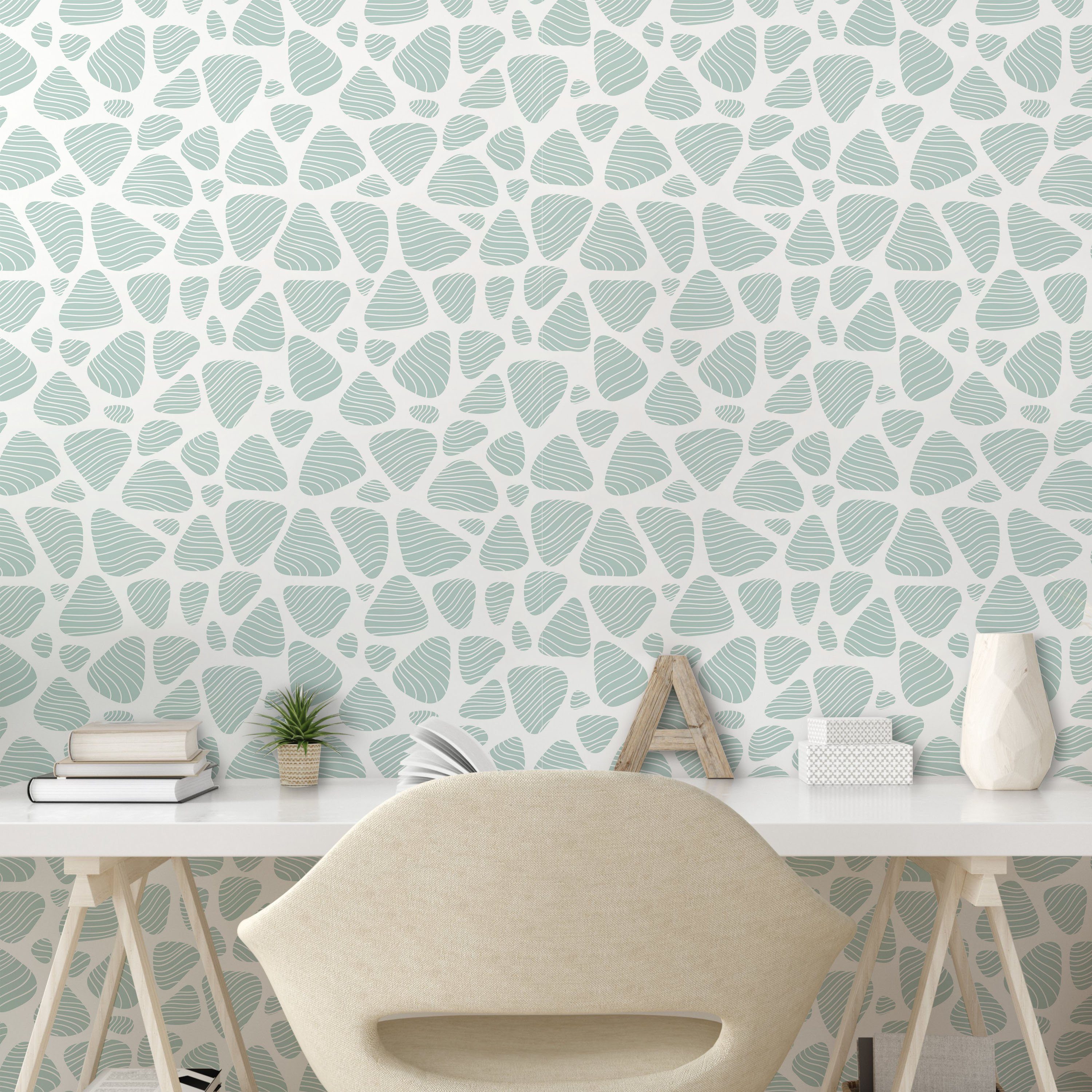 Abakuhaus Vinyltapete neutrale Shapes Pebble Küchenakzent, selbstklebendes Farbe Wie Wohnzimmer
