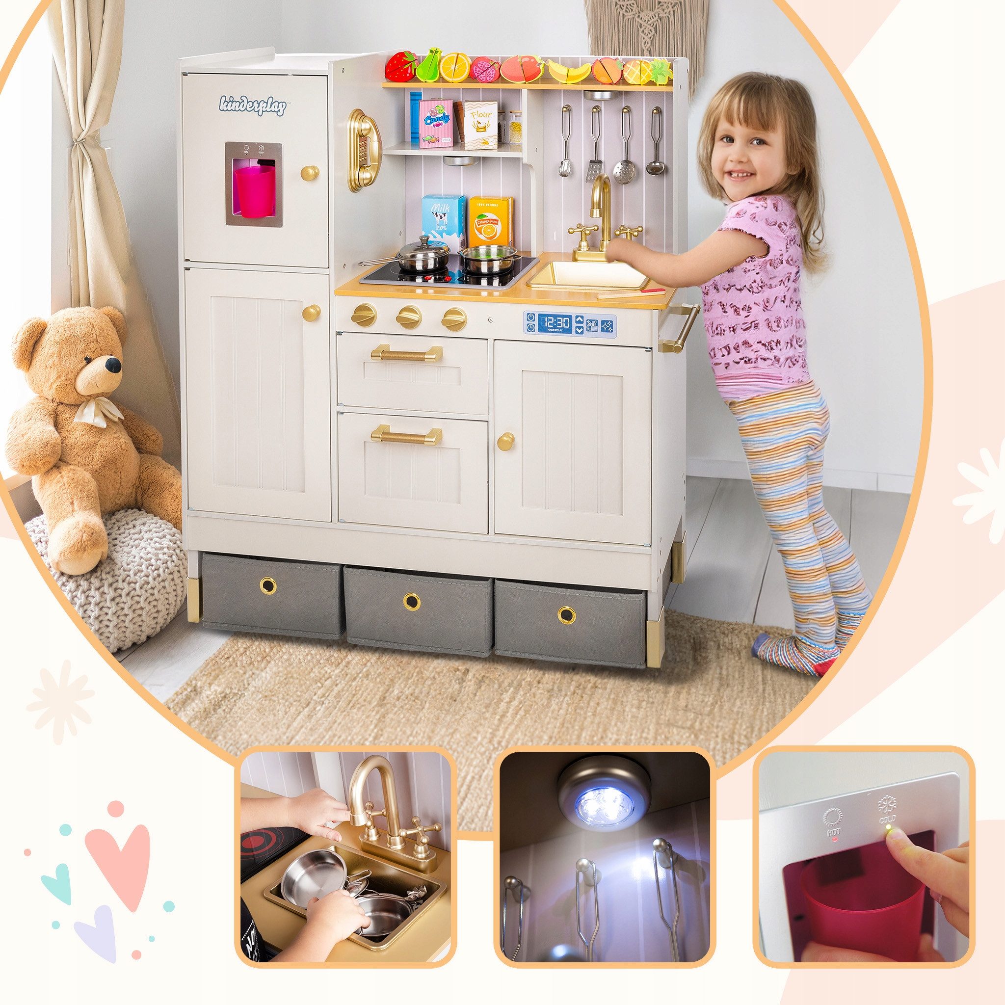 Green Series Spielküche Kinder Holzspielküche – LED & Sound – Verstellbare günstig online kaufen