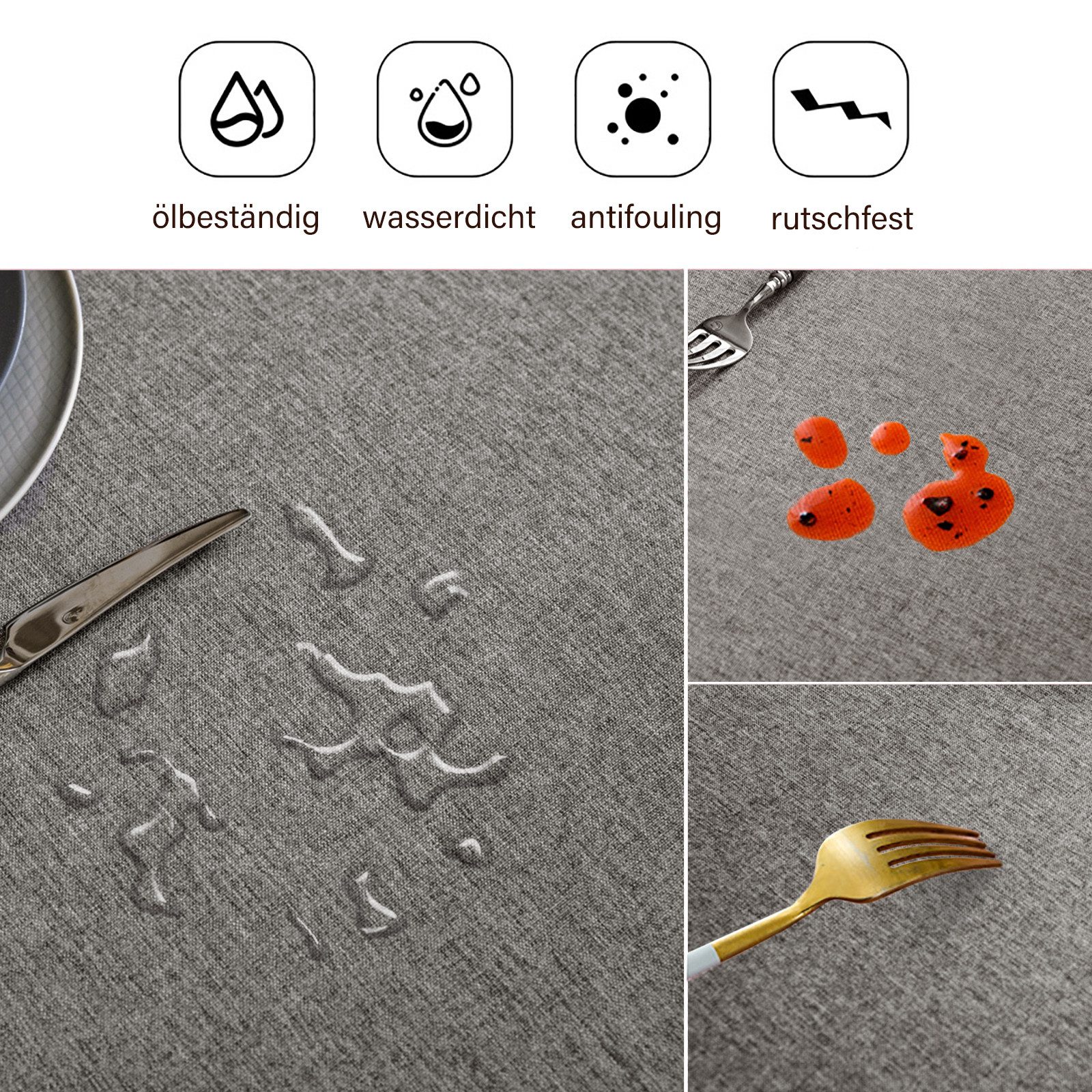 CALIYO Tischdecke RUND Tischwäsche Lotuseffekt Leinenoptik günstig online kaufen