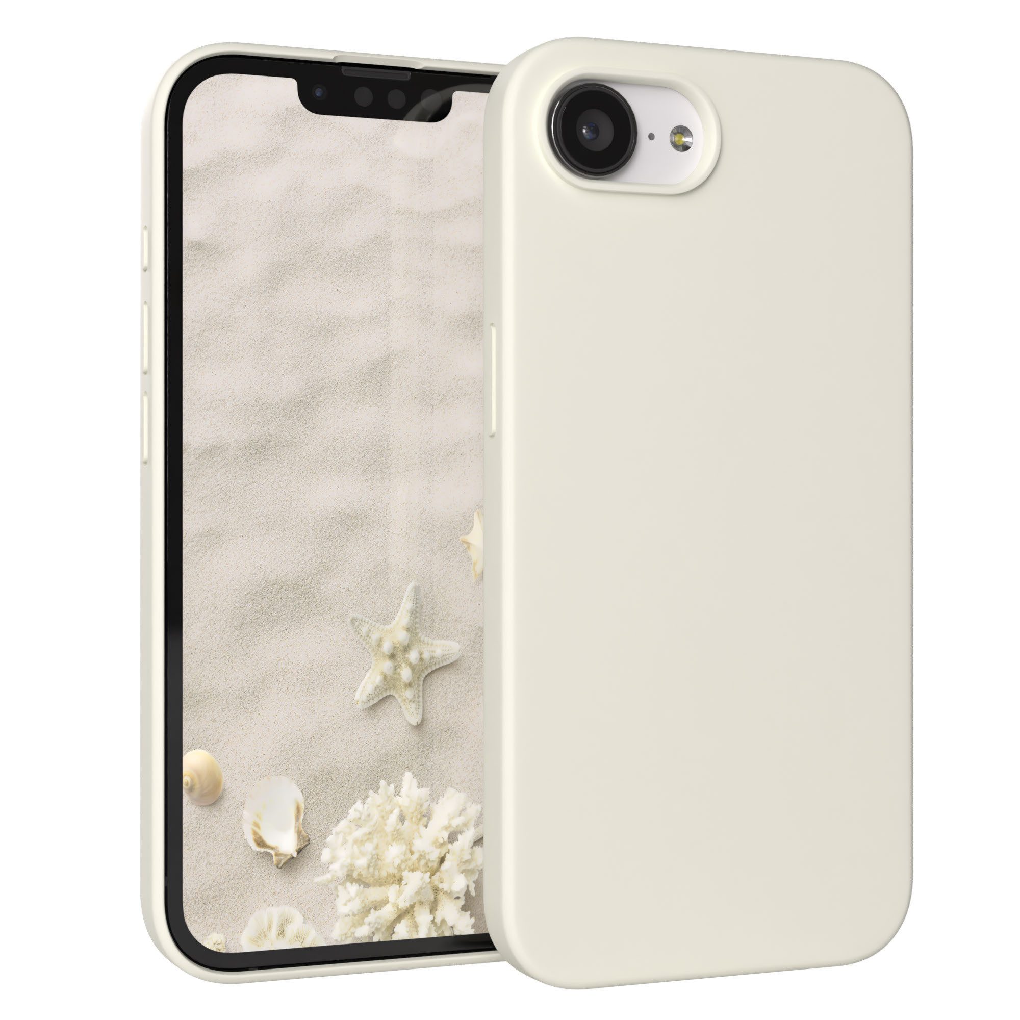 EAZY CASE Handyhülle für Apple iPhone 16e Hülle Silikon 6,1 Zoll, Hülle Silikon mit Displayschutz Handy Softcase Slimcover Taupe / Beige