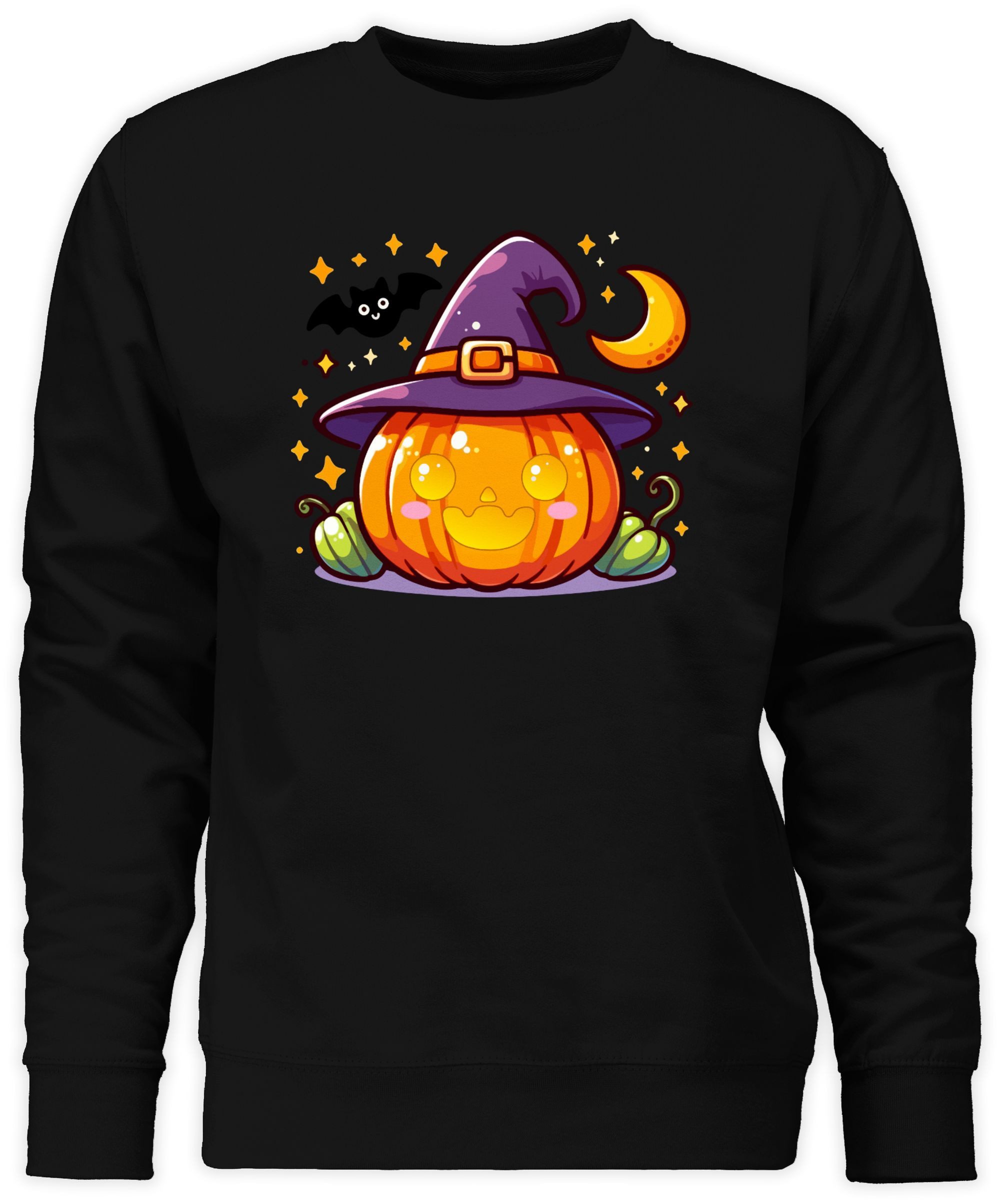 Shirtracer Sweatshirt Halloween Kürbis, Süßer Kürbis, Halloween Design, Kürbis und Fleder (1-tlg) Halloween Kostüme Damen