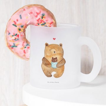 Mr. & Mrs. Panda Teeglas Bär Baby - Transparent - Geschenk, Teetasse, Teddybär, Tasse mit Henk, Premium Glas, Liebevolle Gestaltung