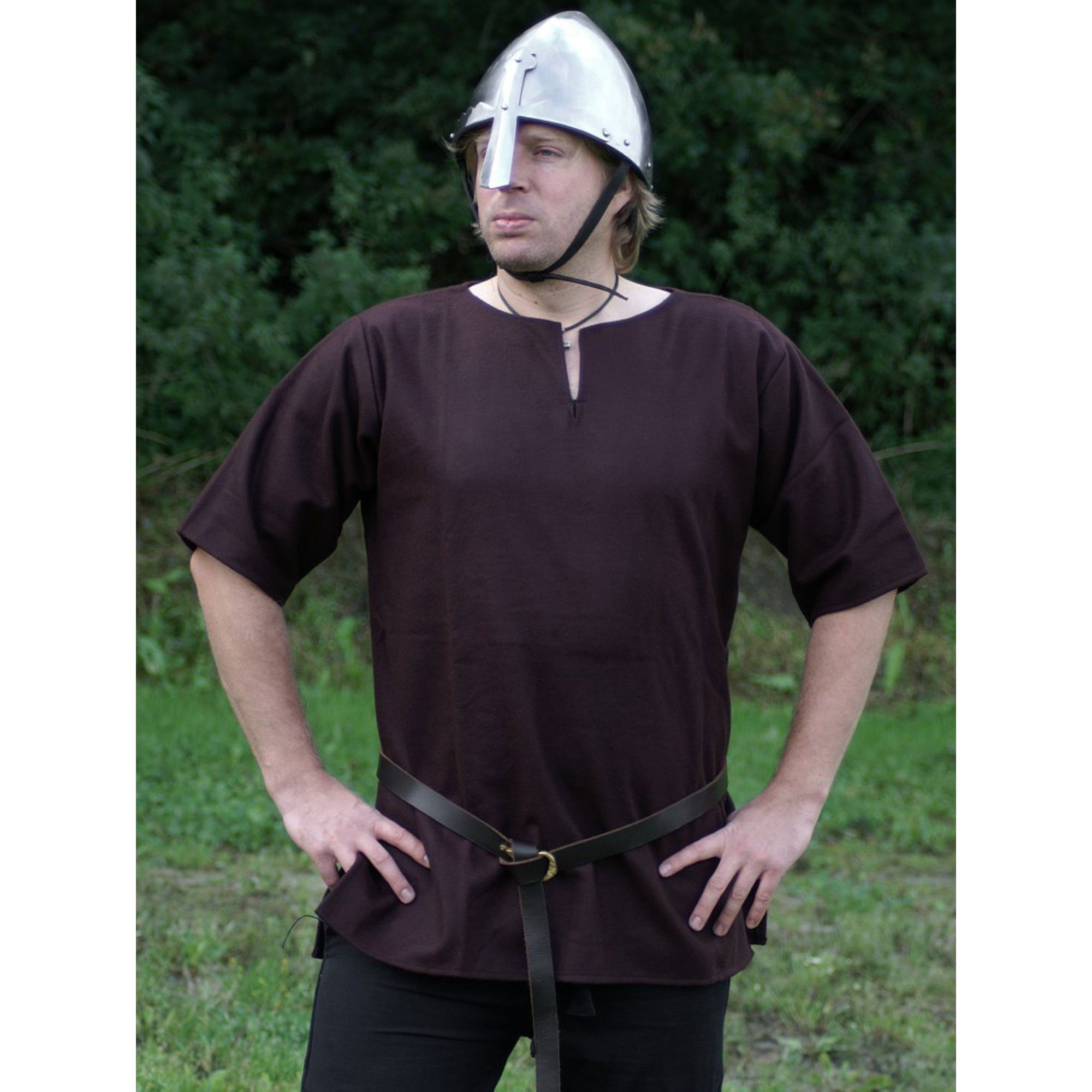 Battle Merchant Wikinger-Kostüm Wikinger Tunika, dunkelbraun XL