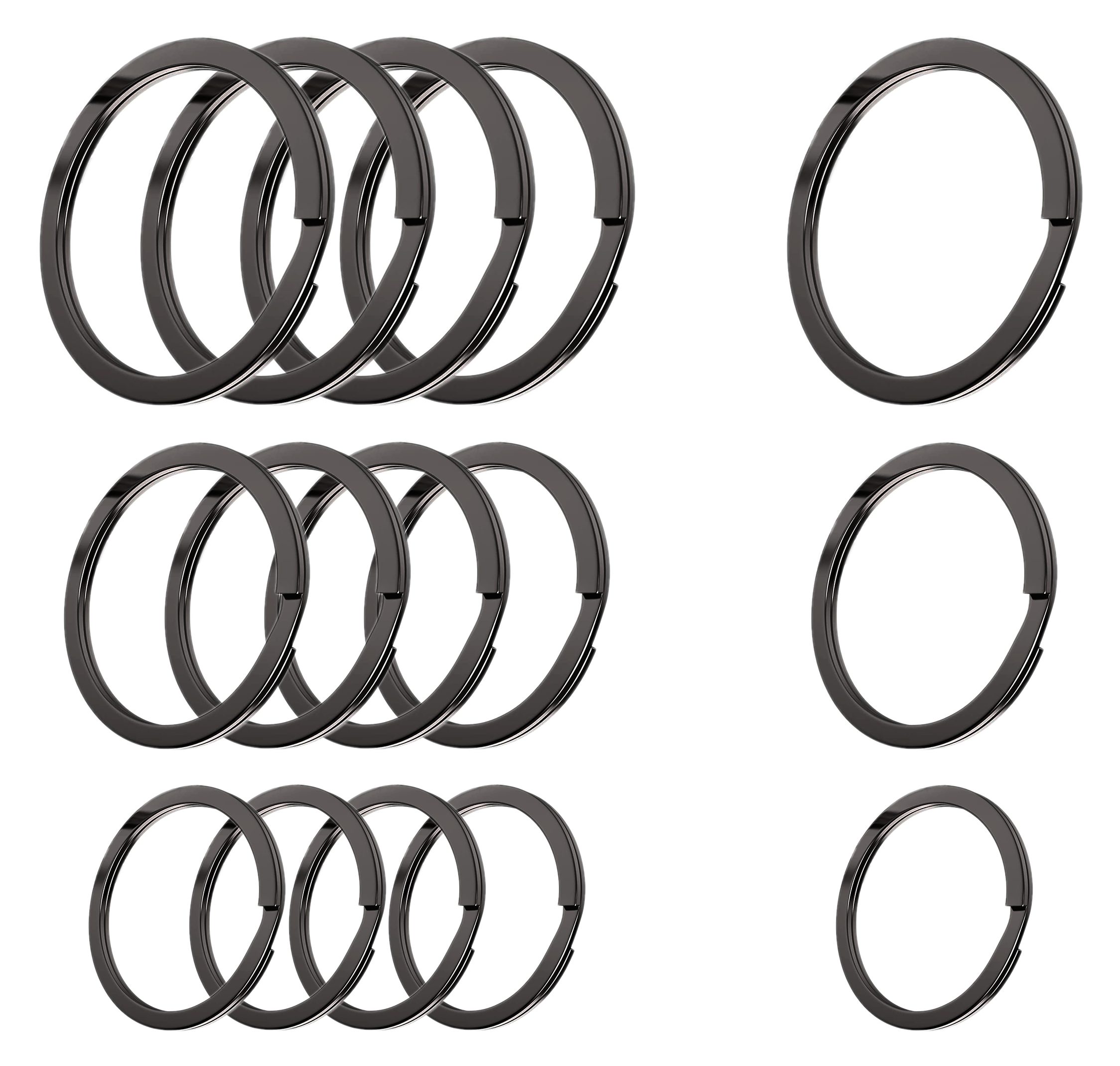 Cerbery Schlüsselanhänger Schlüsselringe Set aus gehärtetem Stahl - 5 x 30 mm, 5 x 25 mm, 5 x 20 mm - Ring Schlüssel Schlüsselanhänger Schlüsselhalter Schwarz