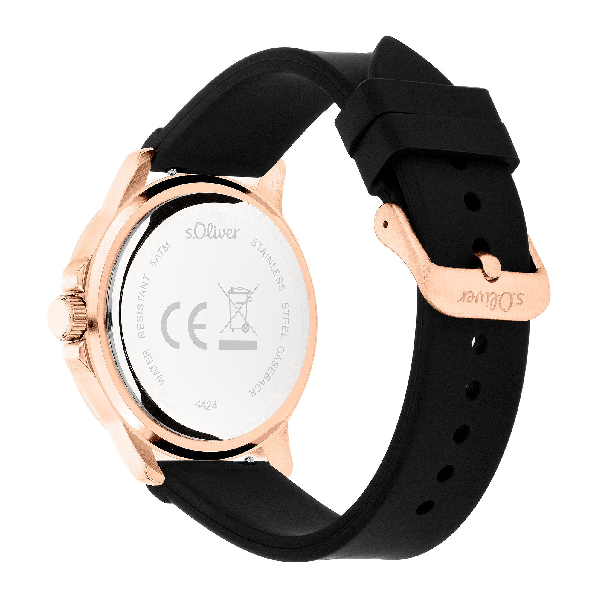 s.Oliver Quarzuhr Elegant Silicone SO-4424-PQ, Armbanduhr, Herrenuhr, Silikonarmband, analog
