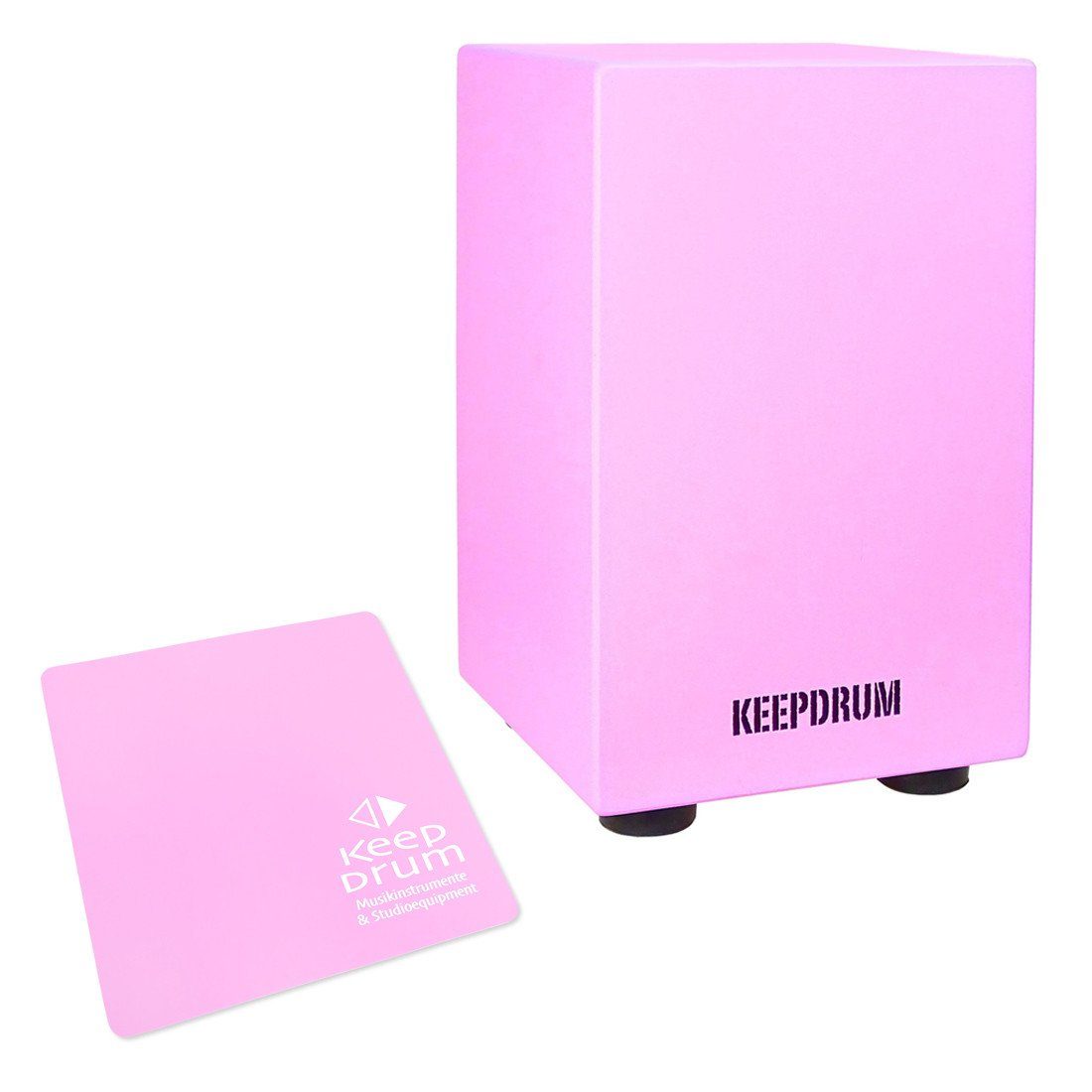 keepdrum Cajon C1M PK Junior Pink,Bundle, mit Sitzpad und Pink