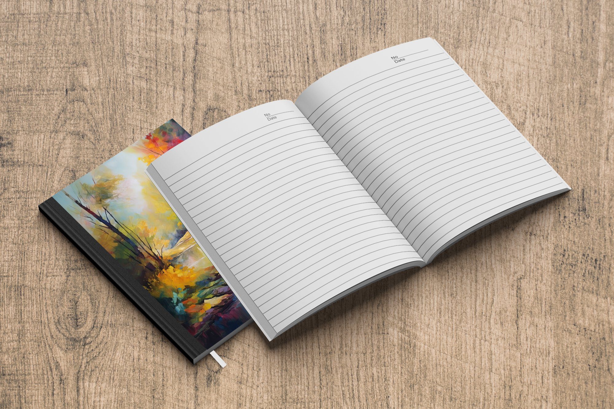 MuchoWow Notizbuch Landschaft - Ölgemälde Journal, Farbenfroh, - Tagebuch, A5, Fluss - Seiten, Merkzettel, Notizheft, Haushaltsbuch 98