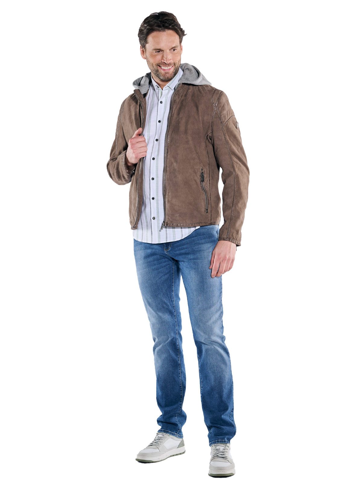 Engbers Lederjacke Herren Lederjacke mit heraustrennbarer Blende, Hellbraun