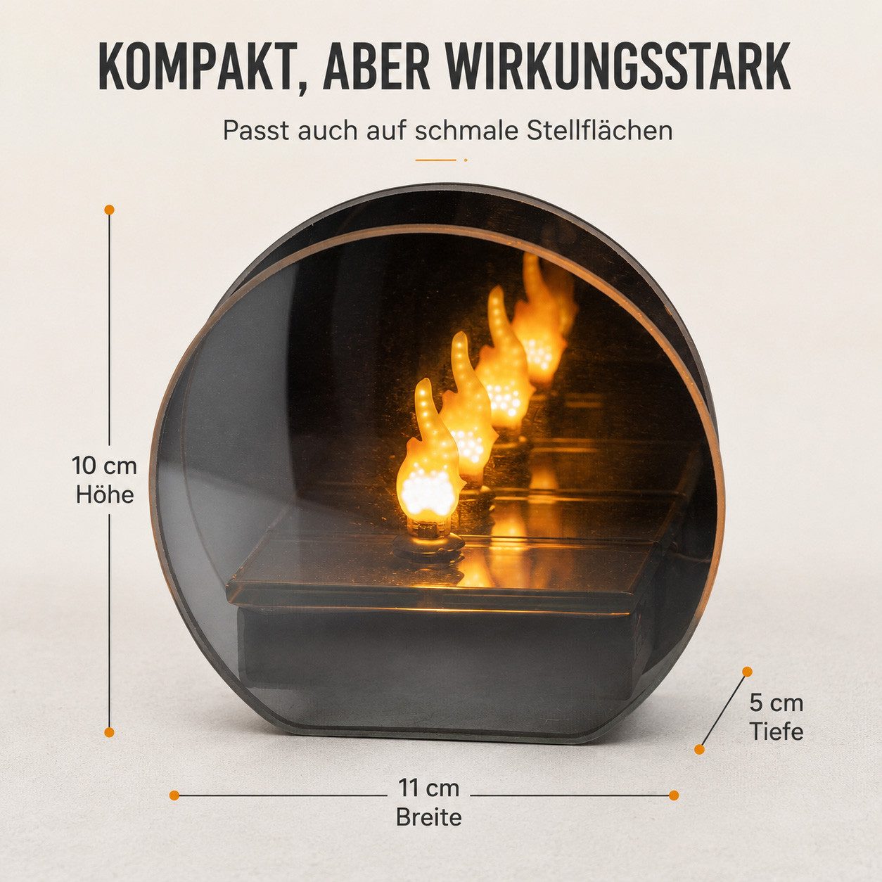 formano LED Dekolicht Flames Spiegelfeuer Magic-Grey 11 cm mit 6/18h-Timer, LED fest integriert – Bild 4 von 5