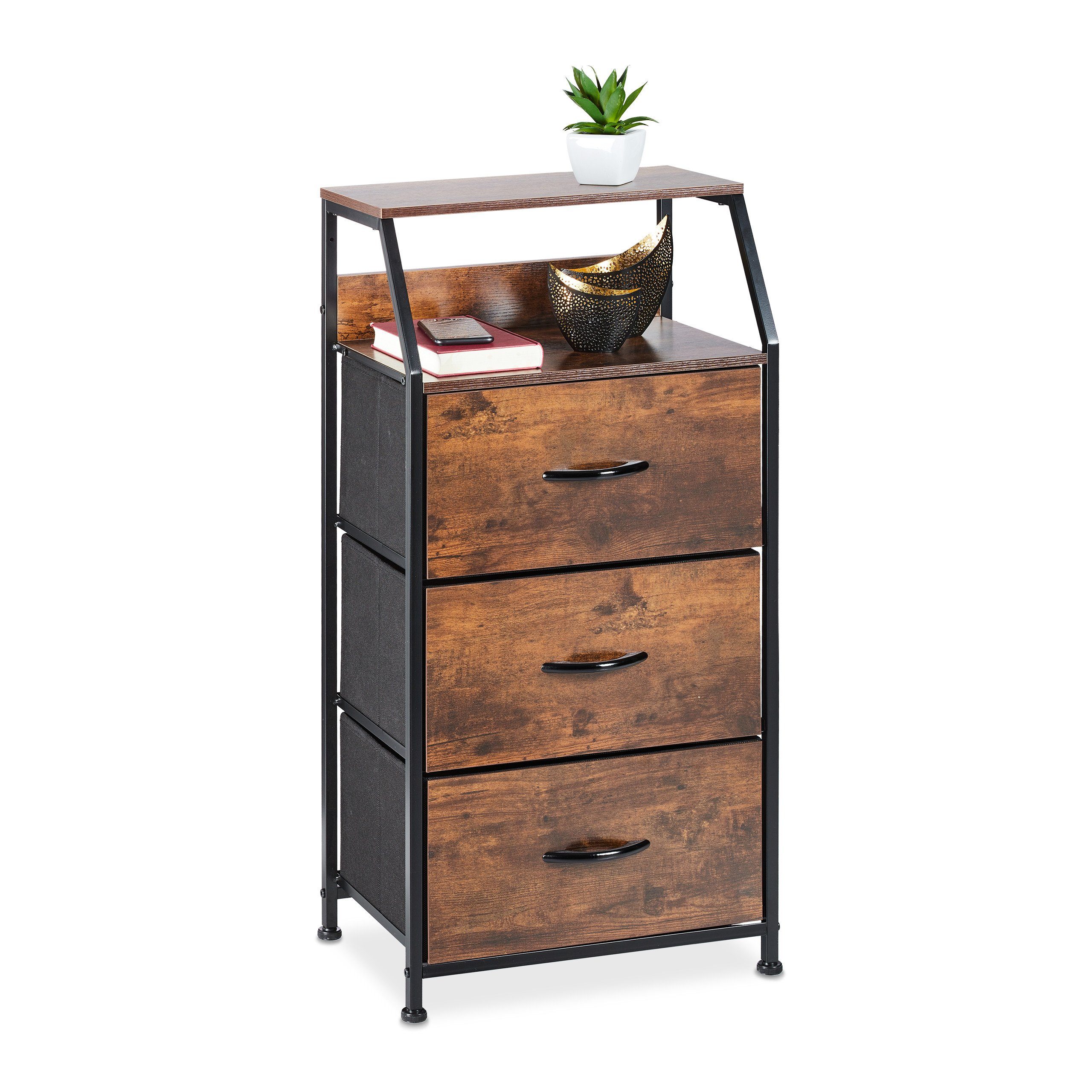 relaxdays Standregal Industrial mit 3 Schublade günstig online kaufen