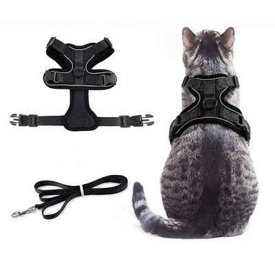 Fivejoy Katzen-Halsband Katzengeschirr mit Leine Ausbruchsicher verstellbar Katzenweste