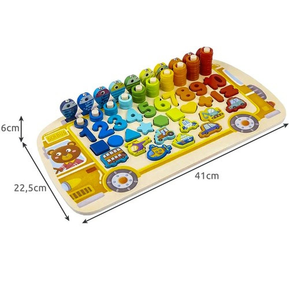 KRUZZEL Steckpuzzle Holzpuzzle 6-in-1 Sortierer, 94 Puzzleteile, Zahlreiche bunte Teile ermöglichen immer neue Spielideen