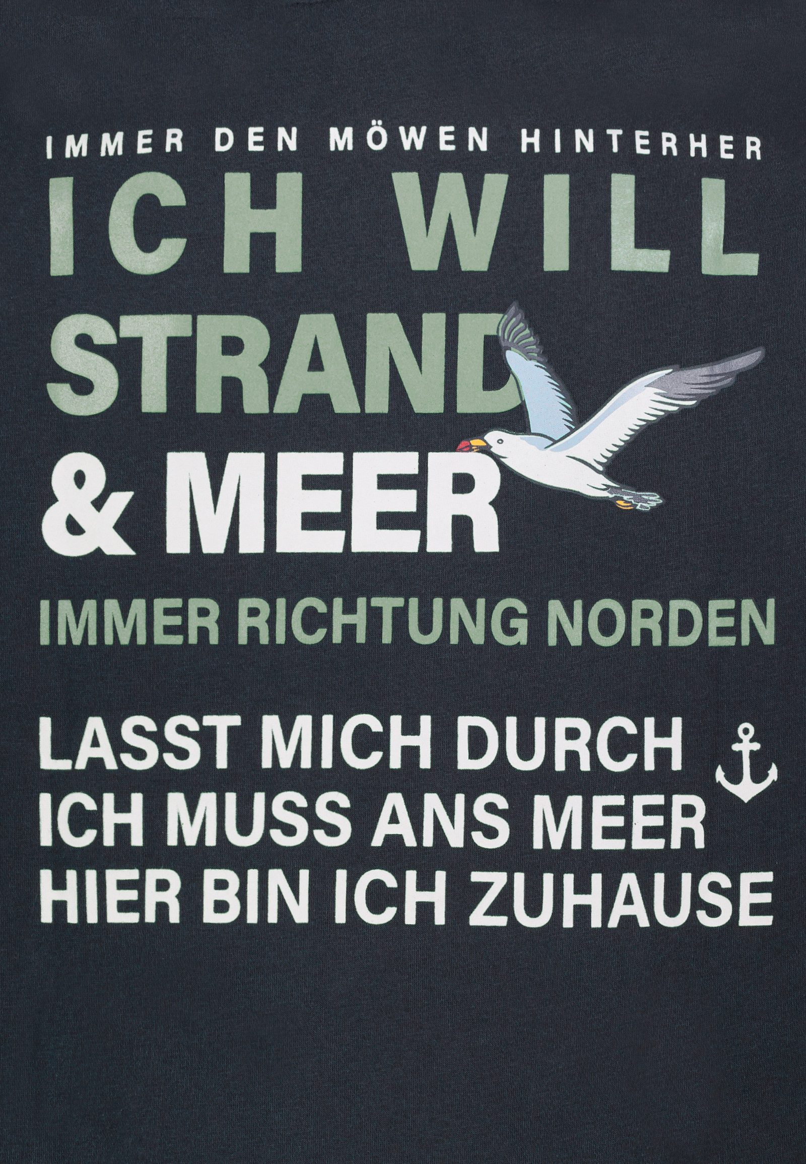 Eight2Nine Kapuzenpullover Herren Hoodie mit Mini Meerprint Sweater, Kapuzensweatshirt mit Kängurutasche, mit Kapuze