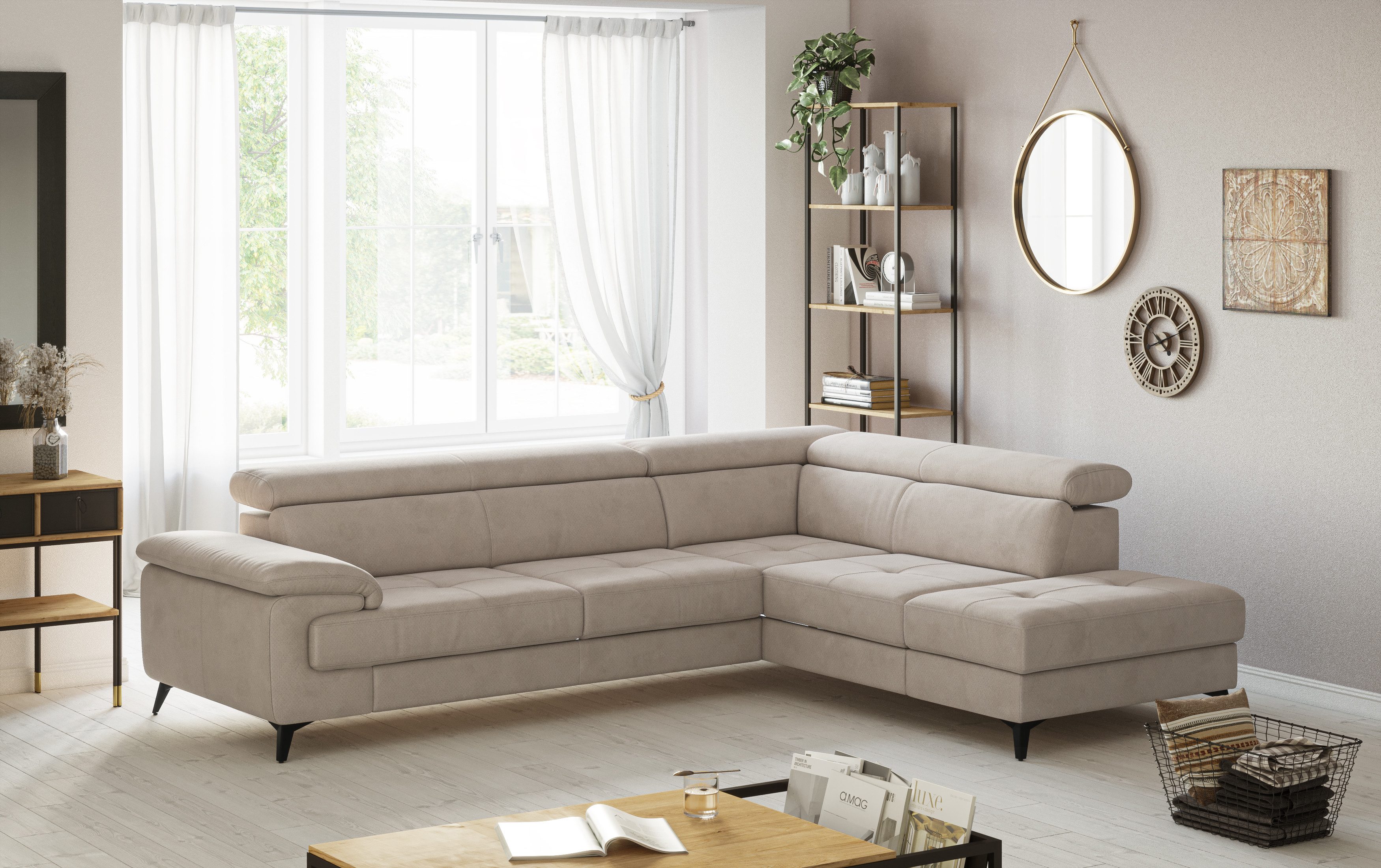 COTTA Ecksofa Astra L-Form, B: 286 cm, mit Kopfteilverstellung, optional Bettfunktion & Bettkasten
